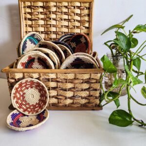 12-Piece Mini Woven Basket Set, 3 Inch Assorted Handwoven Baskets, Southwestern Boho Decor, Small Trinket & Jewelry Bowls, Gift Set