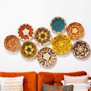 Handwoven Tribal Basket Set – Southwest Boho Wall Decor (Set of 6)