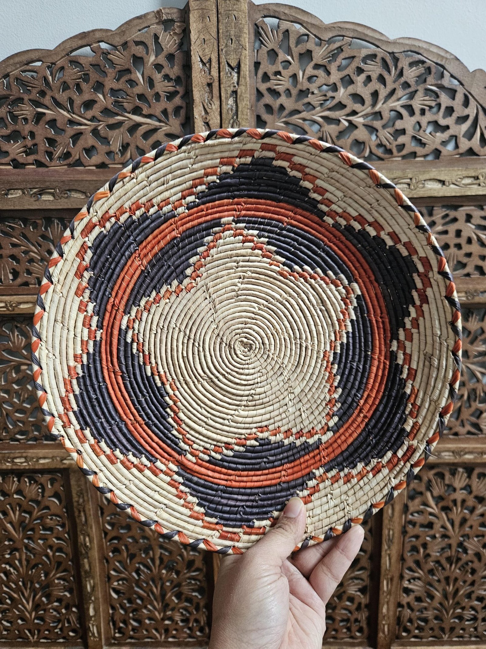 Handwoven Wicker Basket | Boho Table Centerpiece, Wall Decor - Image 3