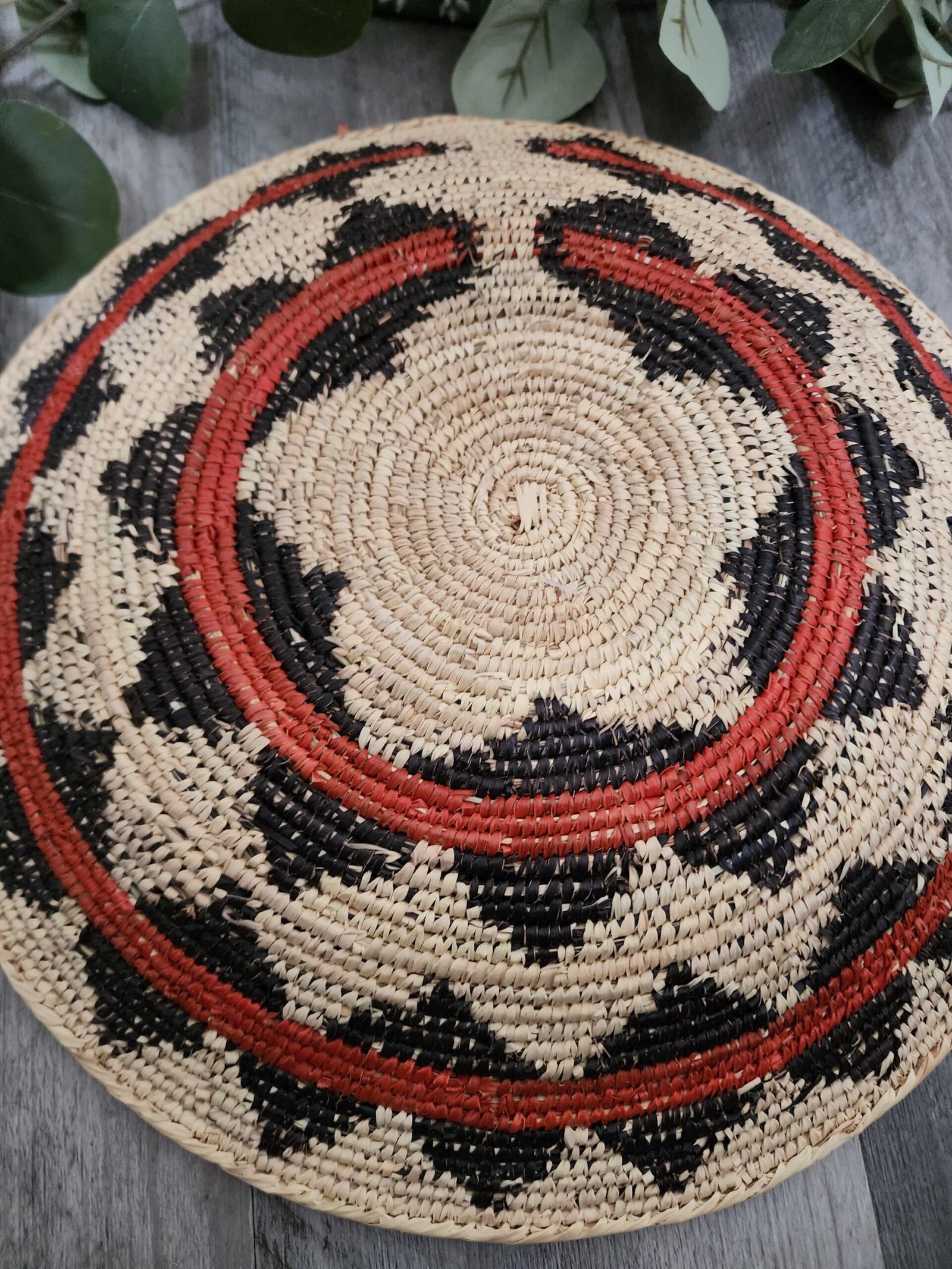 Boho Wall Basket Decor, Handwoven 14 Inch Wicker Basket, Southwest Wall Art - Image 3