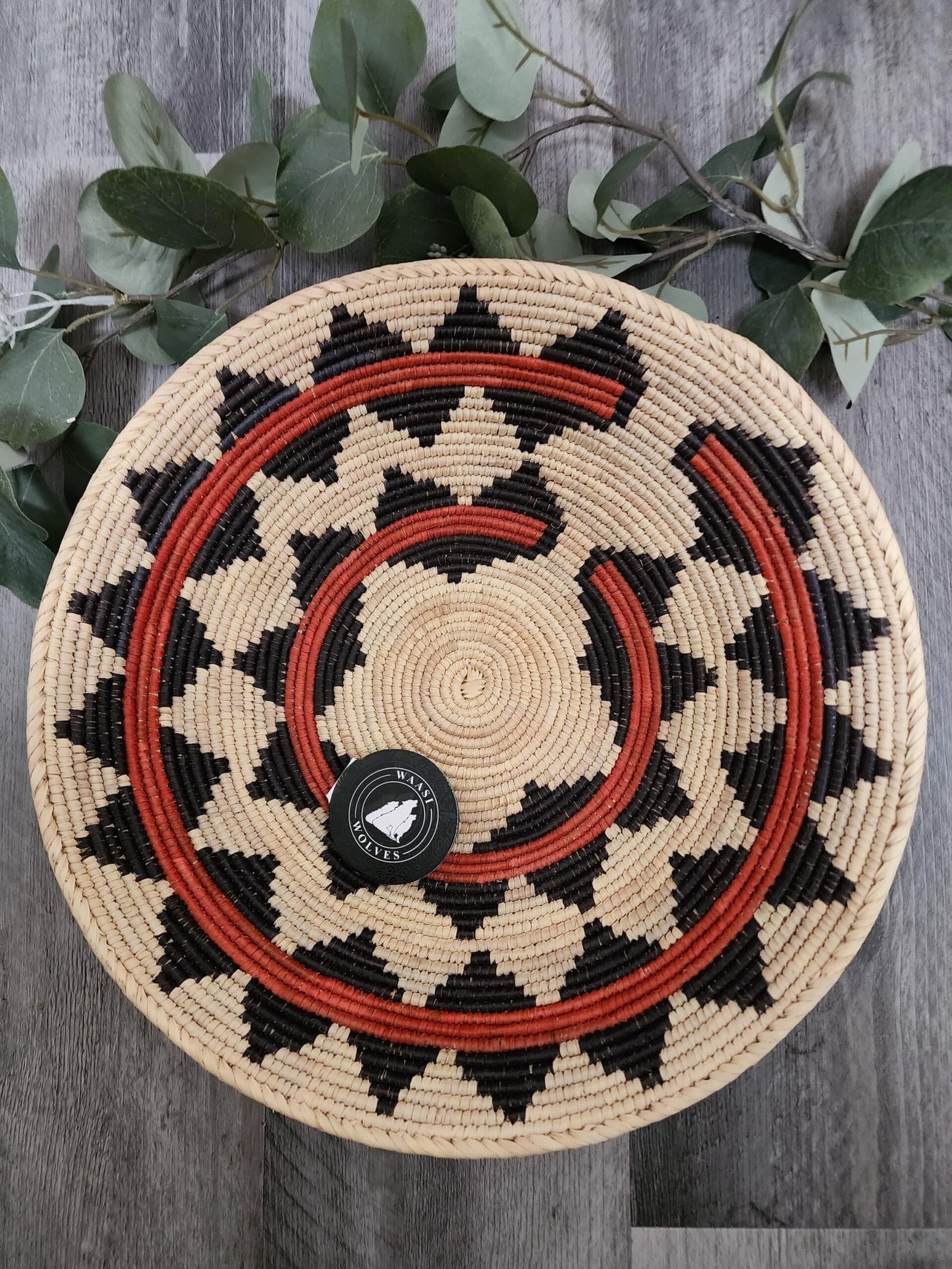 Boho Wall Basket Decor, Handwoven 14 Inch Wicker Basket, Southwest Wall Art - Image 5