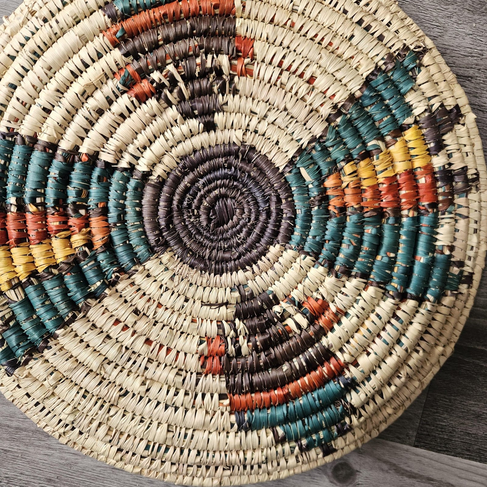 10" Handmade Coil Woven Wall Basket | Boho African Style Plaque, Rustic Farmhouse Decor - Image 3