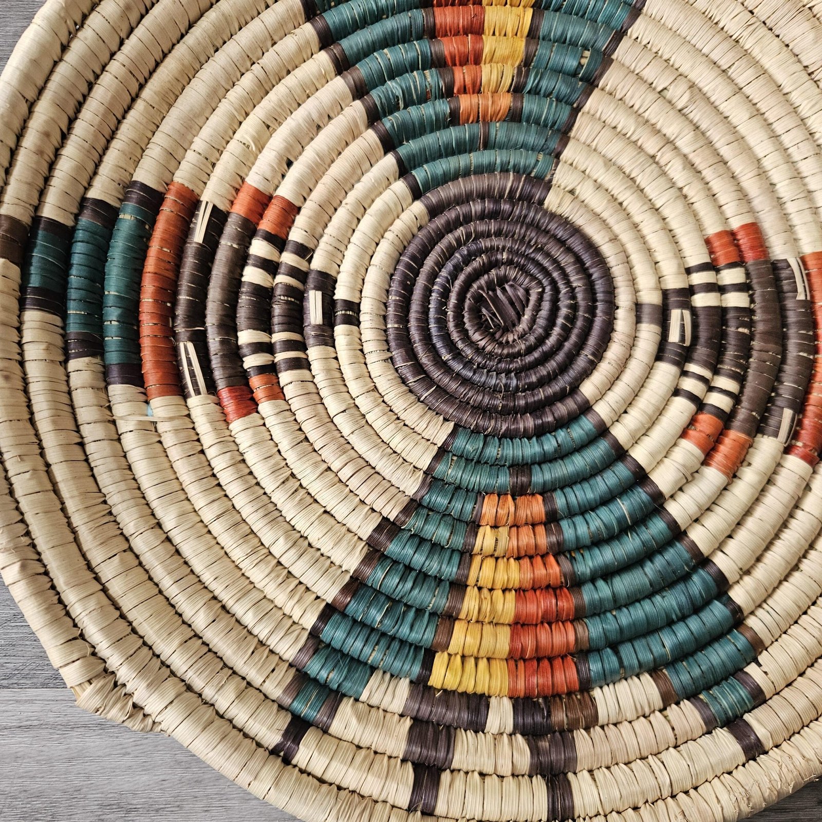 10" Handmade Coil Woven Wall Basket | Boho African Style Plaque, Rustic Farmhouse Decor - Image 4