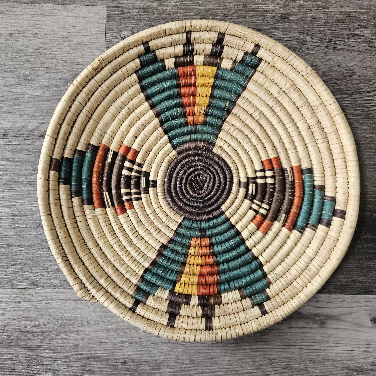 10" Handmade Coil Woven Wall Basket | Boho African Style Plaque, Rustic Farmhouse Decor - Image 5