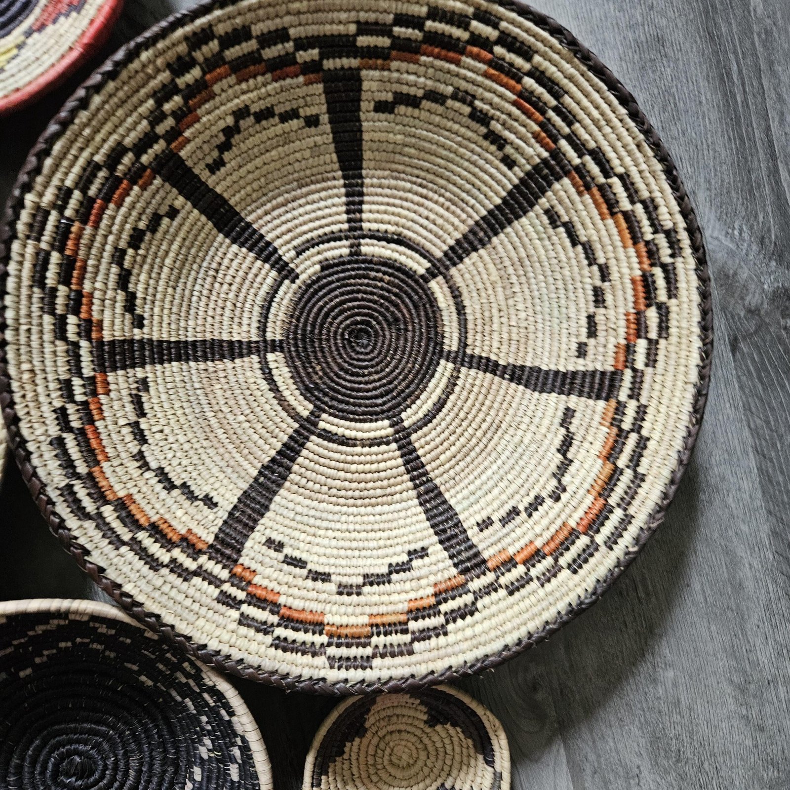 Handwoven Basket Wall Decor Set, African Southwestern Boho, Set of 6 - Image 2