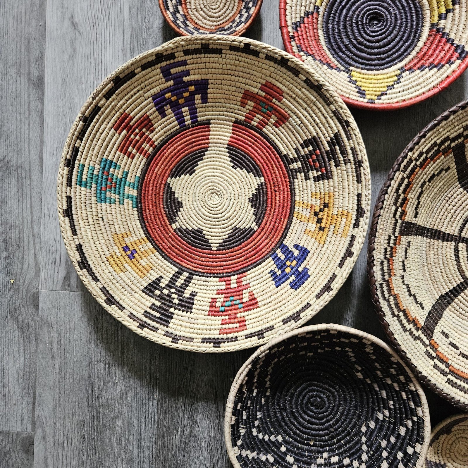 Handwoven Basket Wall Decor Set, African Southwestern Boho, Set of 6 - Image 4