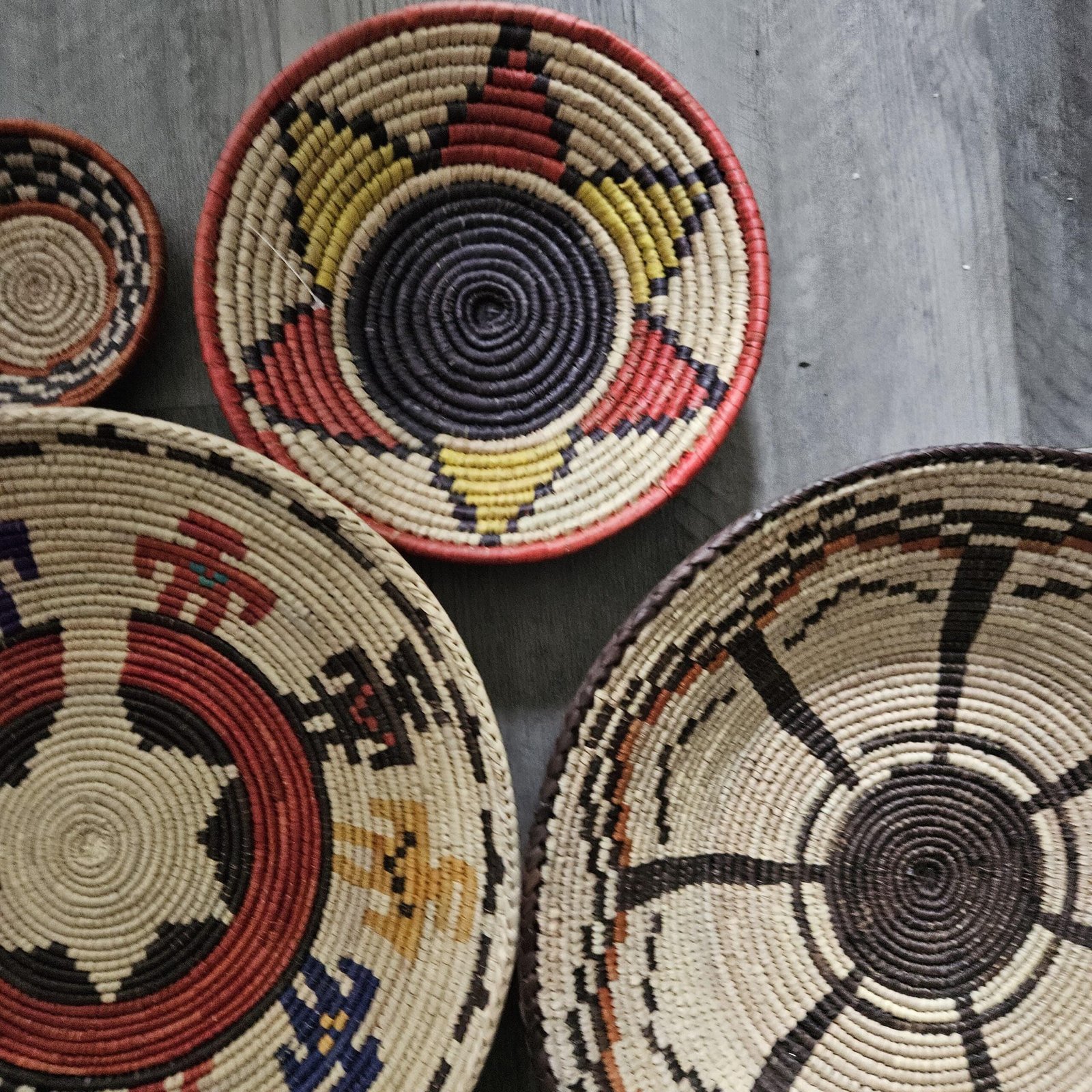 Handwoven Basket Wall Decor Set, African Southwestern Boho, Set of 6 - Image 3