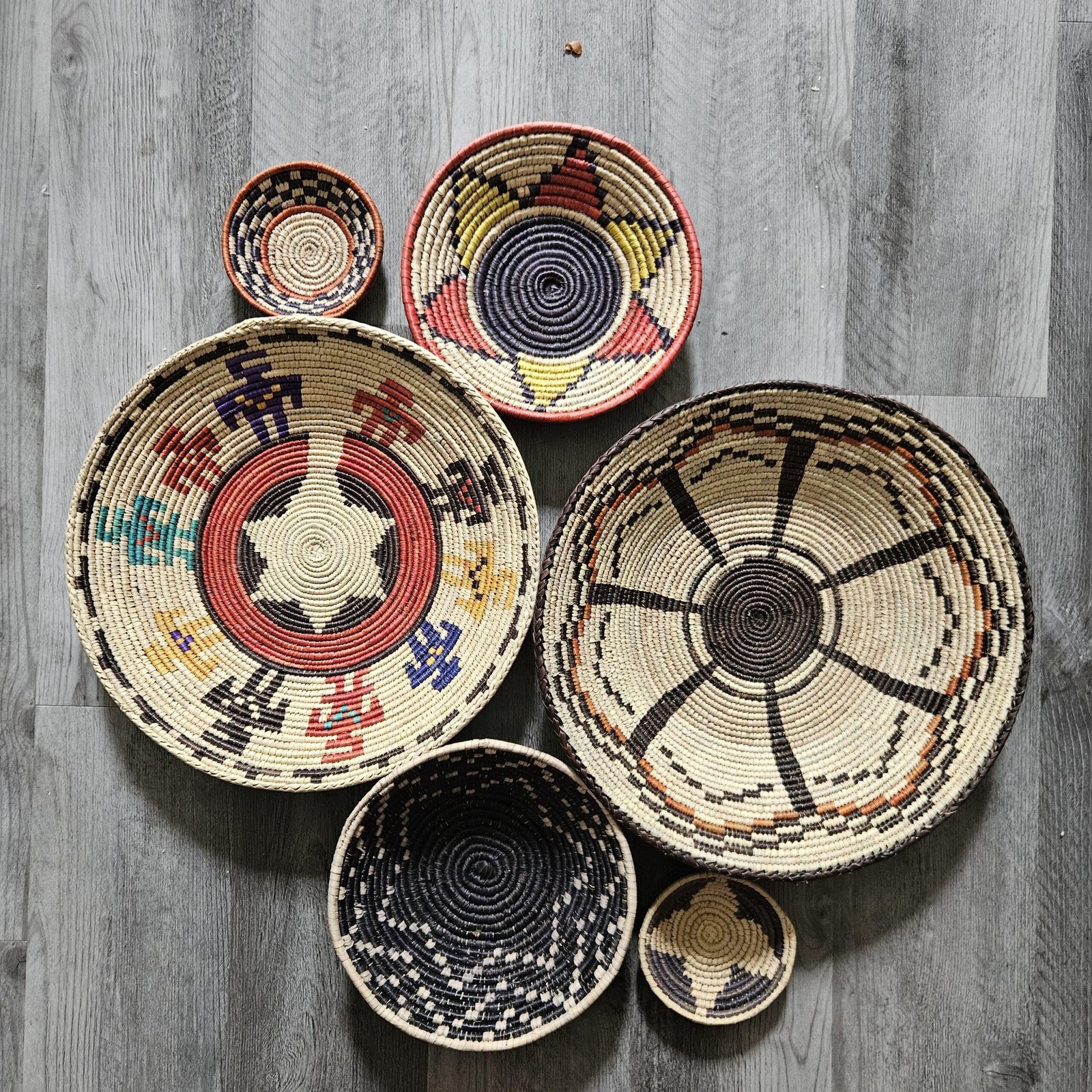 Handwoven Basket Wall Decor Set, African Southwestern Boho, Set of 6 - Image 6