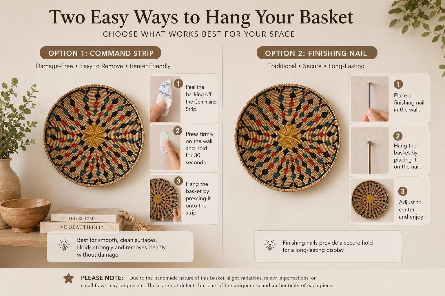 Bohemian Woven Wall Basket – Handwoven Tribal Wall Art – Natural Fiber Basket Decor Set of 3 bowls - Image 2