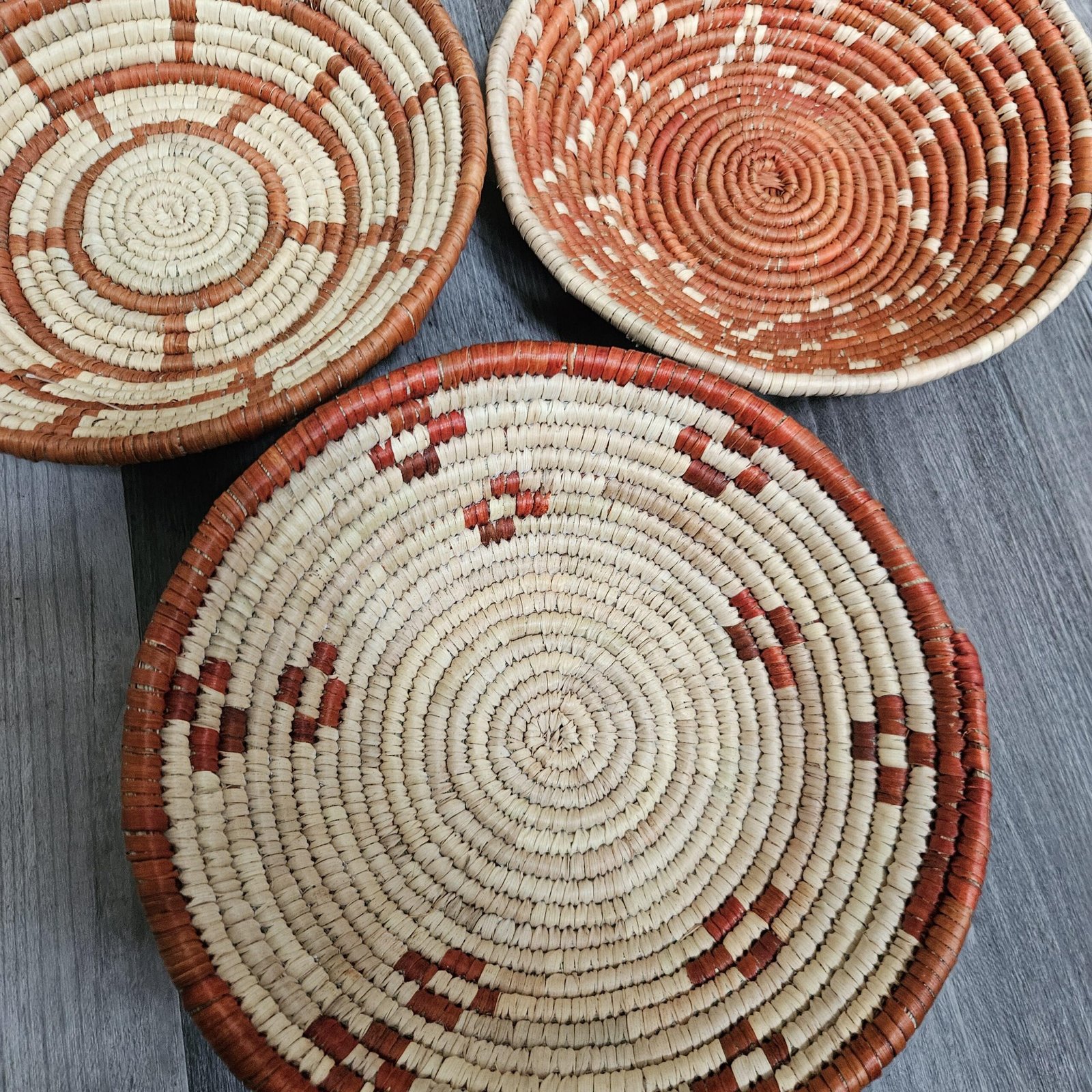 Bohemian Woven Wall Basket – Handwoven Tribal Wall Art – Natural Fiber Basket Decor Set of 3 bowls - Image 4