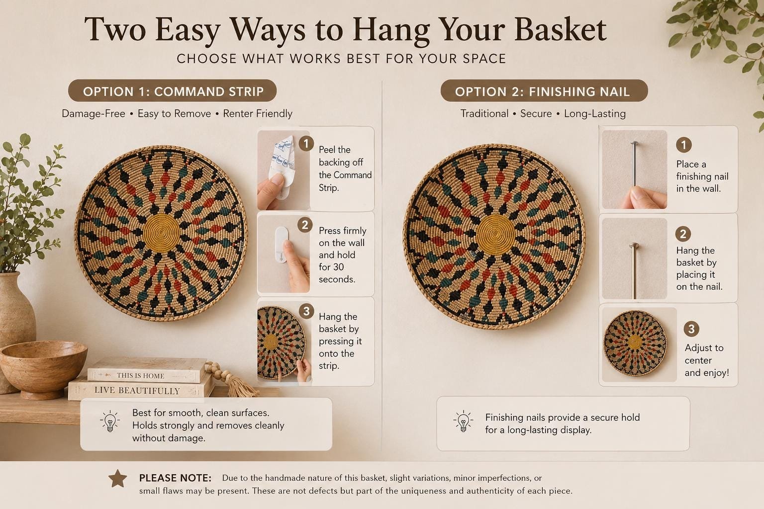 Southwestern Boho Hand Woven Dream Basket | Tribal-Inspired Wall Decor, 13.5–14 Inch - Image 2