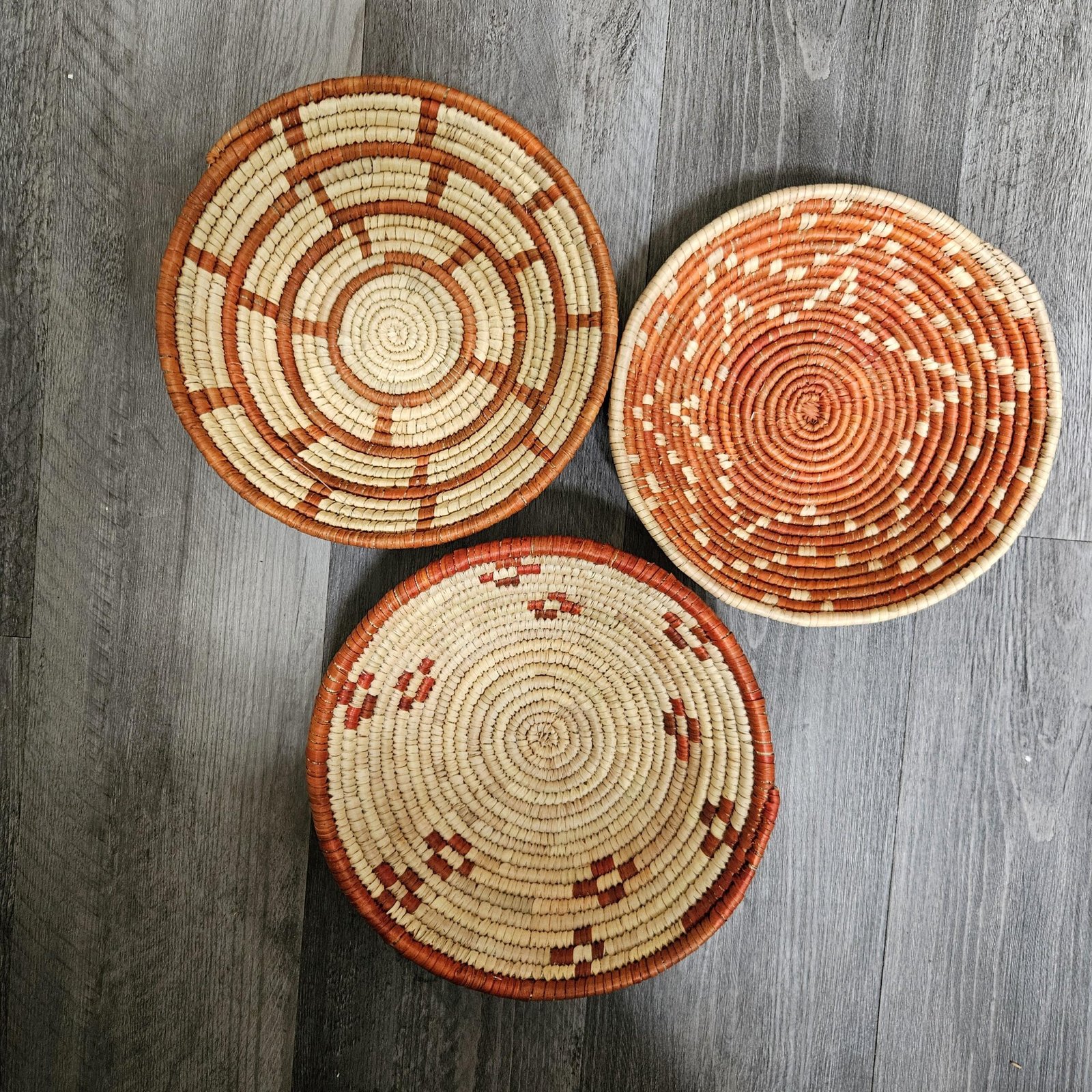Bohemian Woven Wall Basket – Handwoven Tribal Wall Art – Natural Fiber Basket Decor Set of 3 bowls - Image 5
