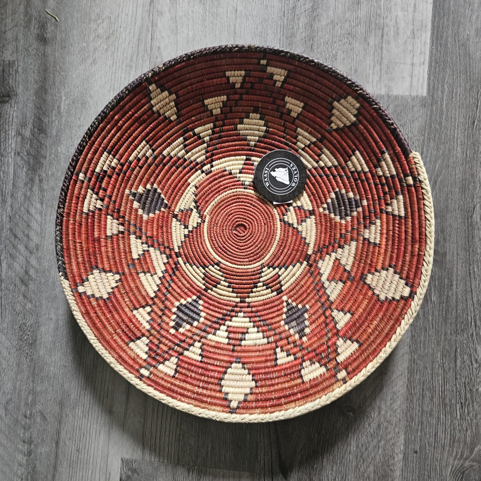 Boho Wall Basket Decor, Handwoven 14 Inch Wicker Basket, Southwest Wall Art - Image 3