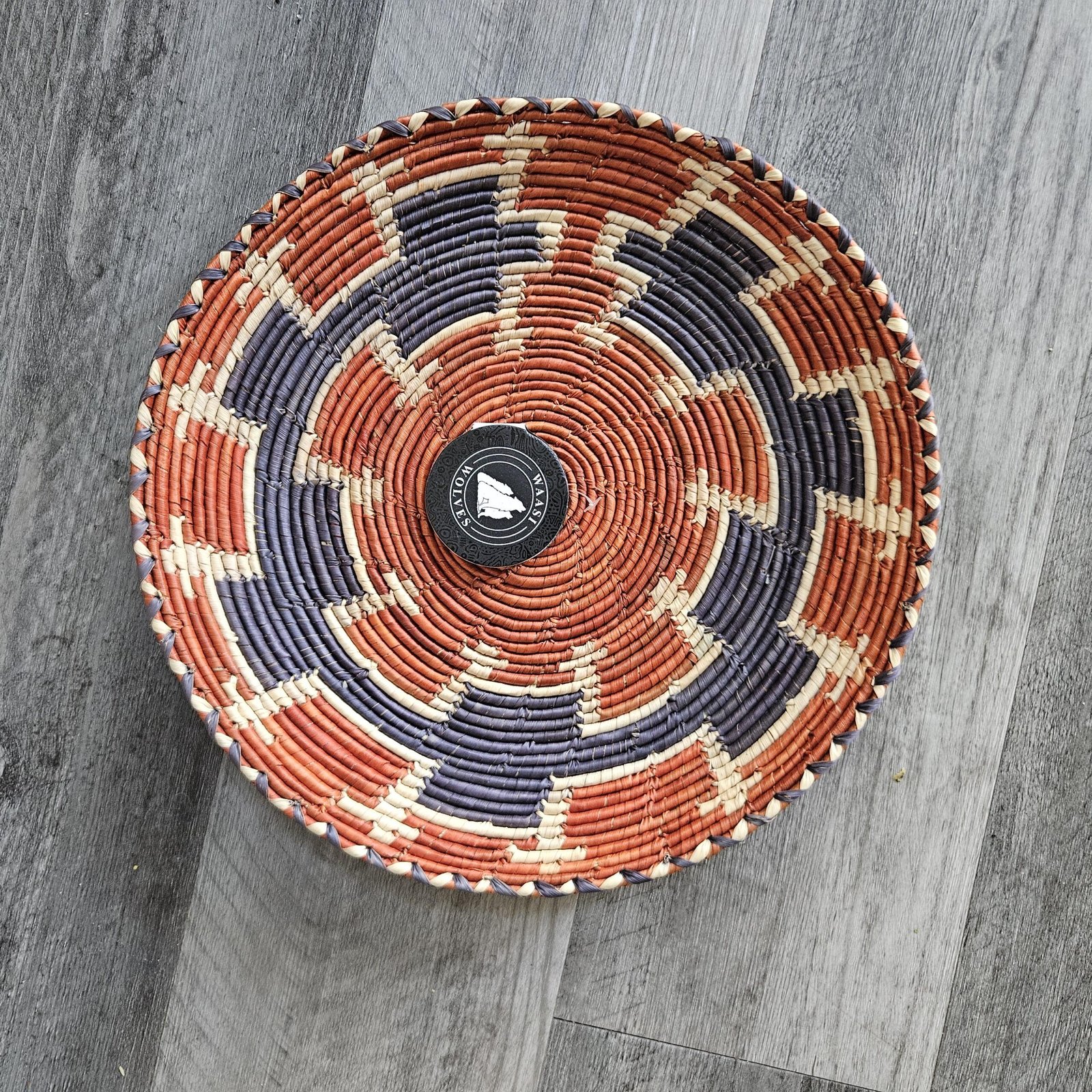 Canyon Dusk Wall Basket 13 Inch | Handwoven Boho Wall Decor | Rust Indigo Woven Basket | Southwestern Bohemian Wall Art - Image 2