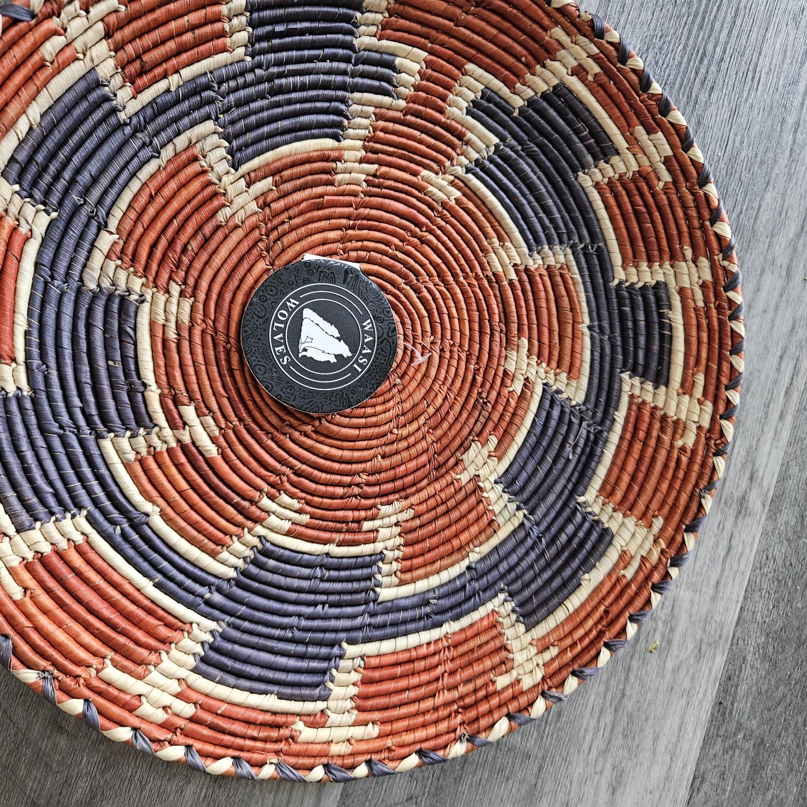 Canyon Dusk Wall Basket 13 Inch | Handwoven Boho Wall Decor | Rust Indigo Woven Basket | Southwestern Bohemian Wall Art - Image 4