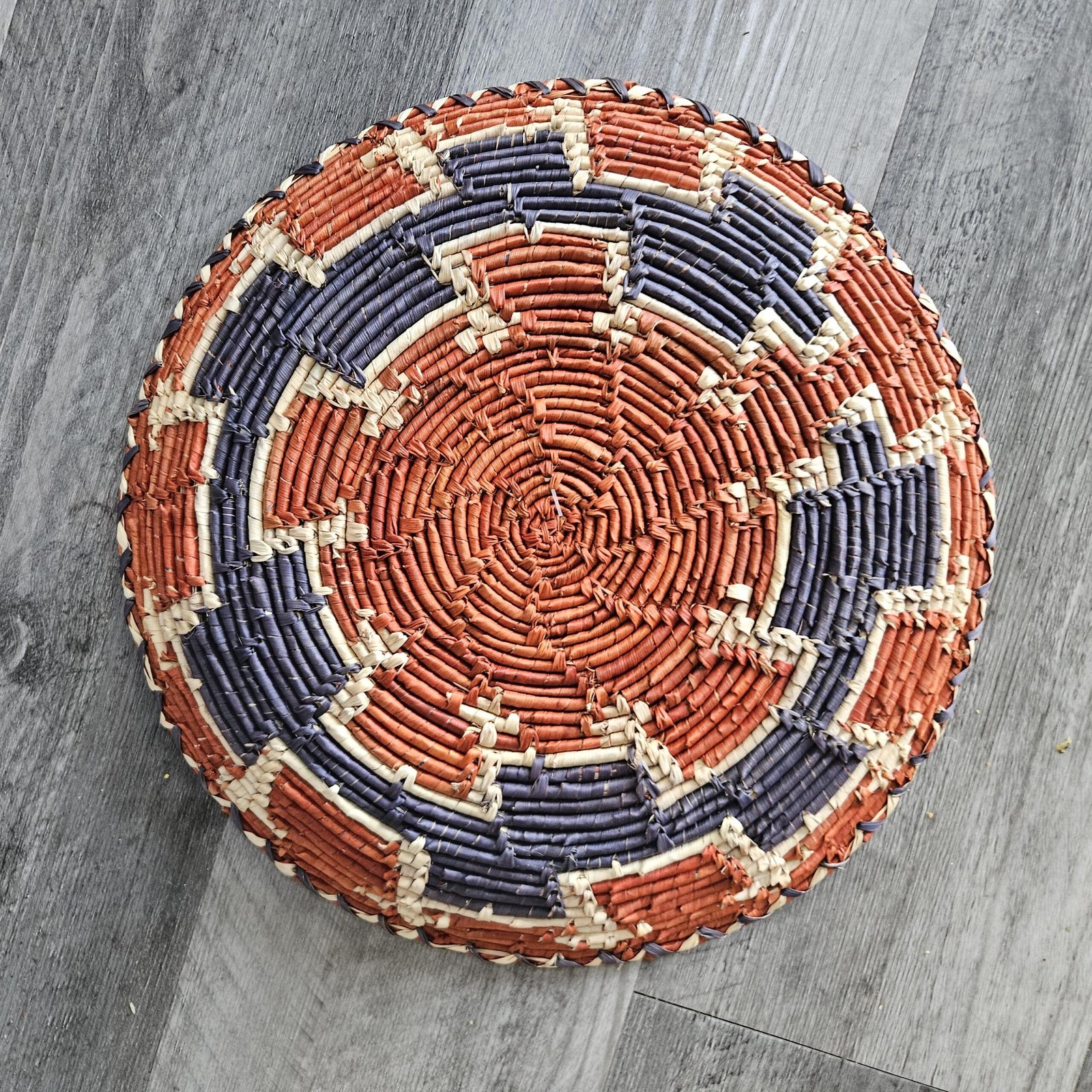 Canyon Dusk Wall Basket 13 Inch | Handwoven Boho Wall Decor | Rust Indigo Woven Basket | Southwestern Bohemian Wall Art - Image 5