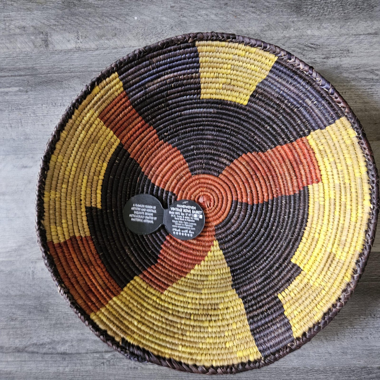 Copper Horizon 16 Inch Handwoven Boho Wall Basket, Rust Terracotta Wall Decor, Bohemian Wall Art Home Decor - Image 3