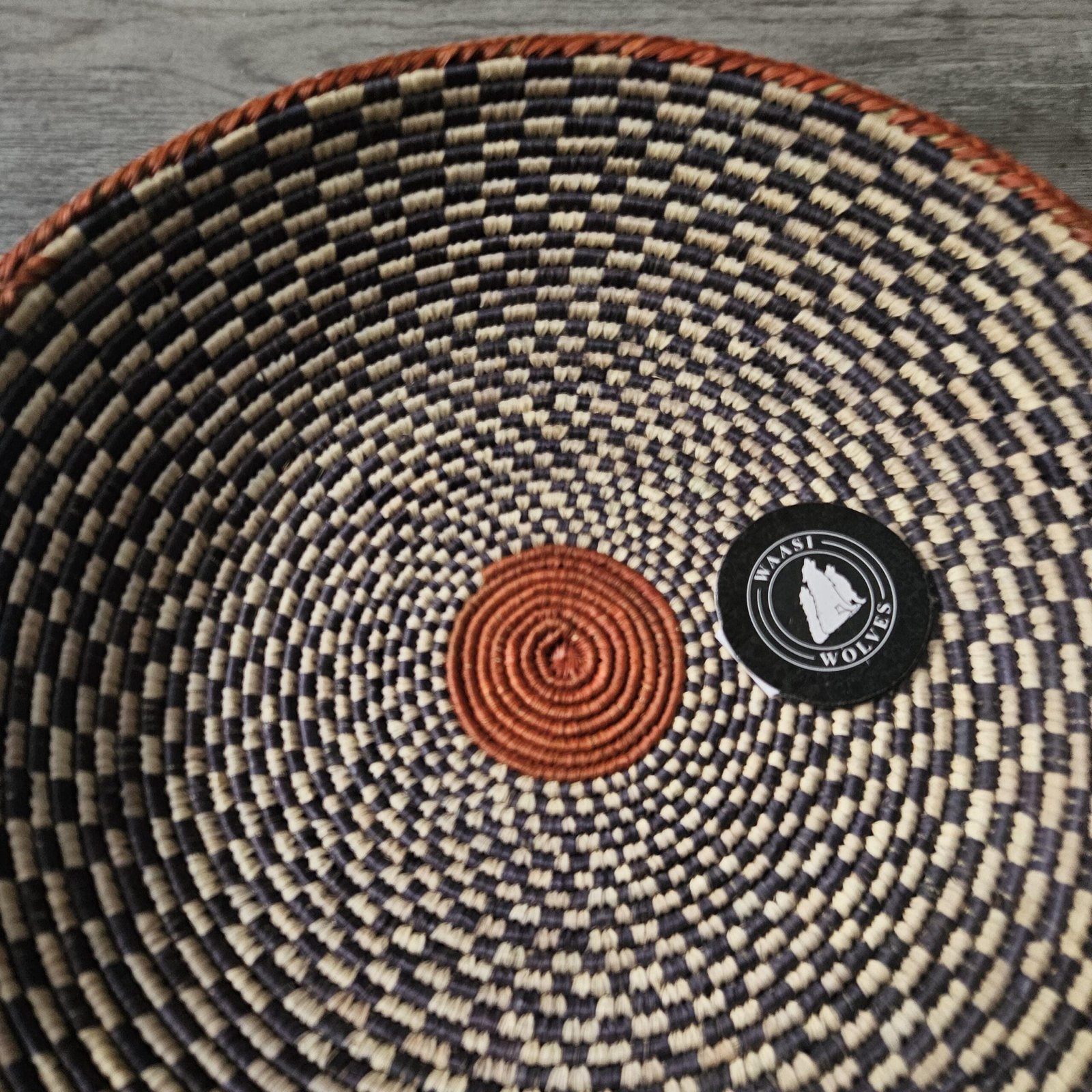Slate Coral 13" Handwoven Boho Wall Basket, Navy Terracotta Spiral Wall Decor, African Wall Basket Bohemian Wall Art Home Decor - Image 3