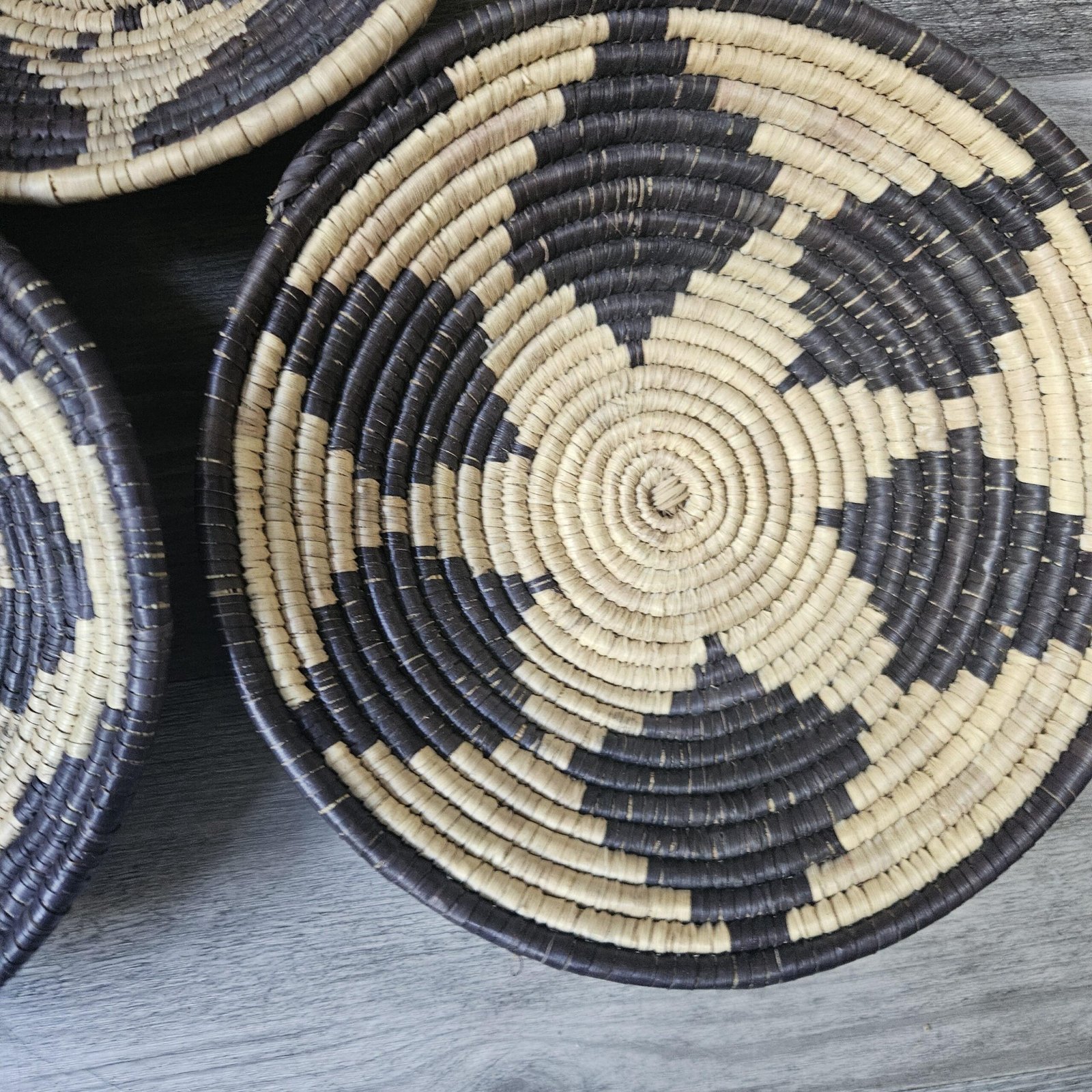 Bohemian Woven Wall Basket – Handwoven Tribal Wall Art – Natural Fiber Basket Decor Set of 3 bowls - Image 5