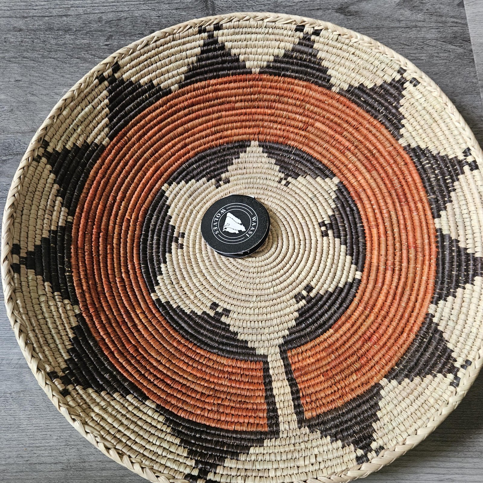 Rust Compass 14" Handwoven Boho Wall Basket, Star Pattern Woven Wall Decor, Bohemian Wall Art Home Decor - Image 3