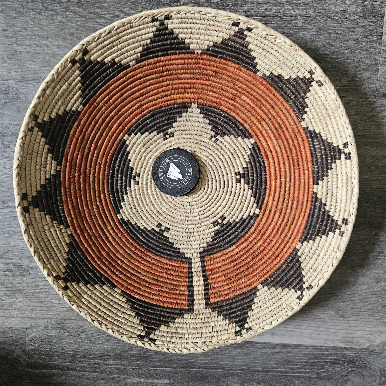 Rust Compass 14" Handwoven Boho Wall Basket, Star Pattern Woven Wall Decor, Bohemian Wall Art Home Decor - Image 5