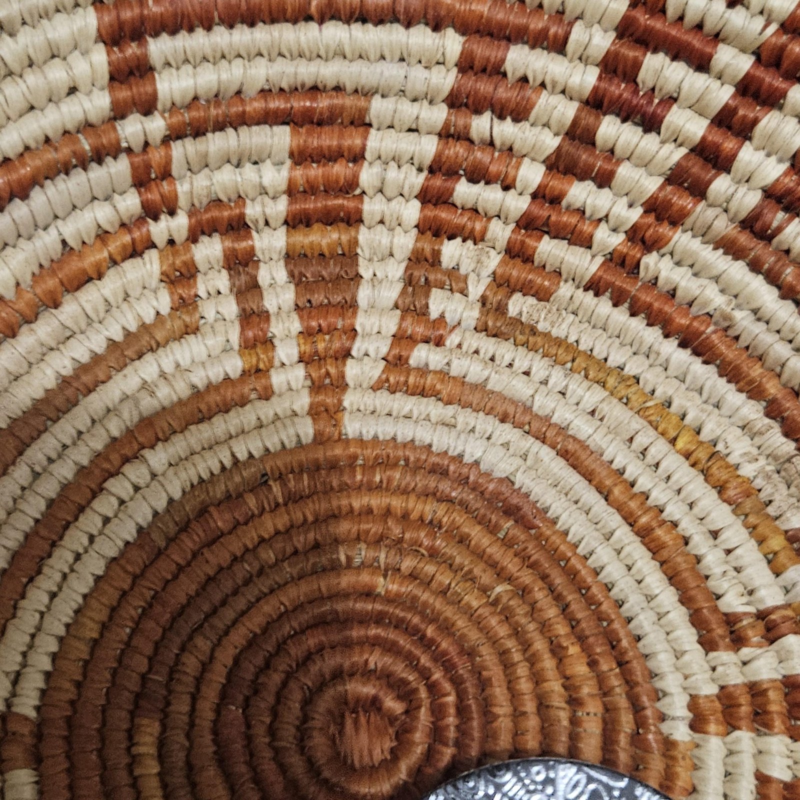 Boho Woven Wall Basket 14 Inch, Rust & Cream African Basket Wall Decor, Handmade Tribal Basket, Eclectic Bohemian Home Decor - Image 6