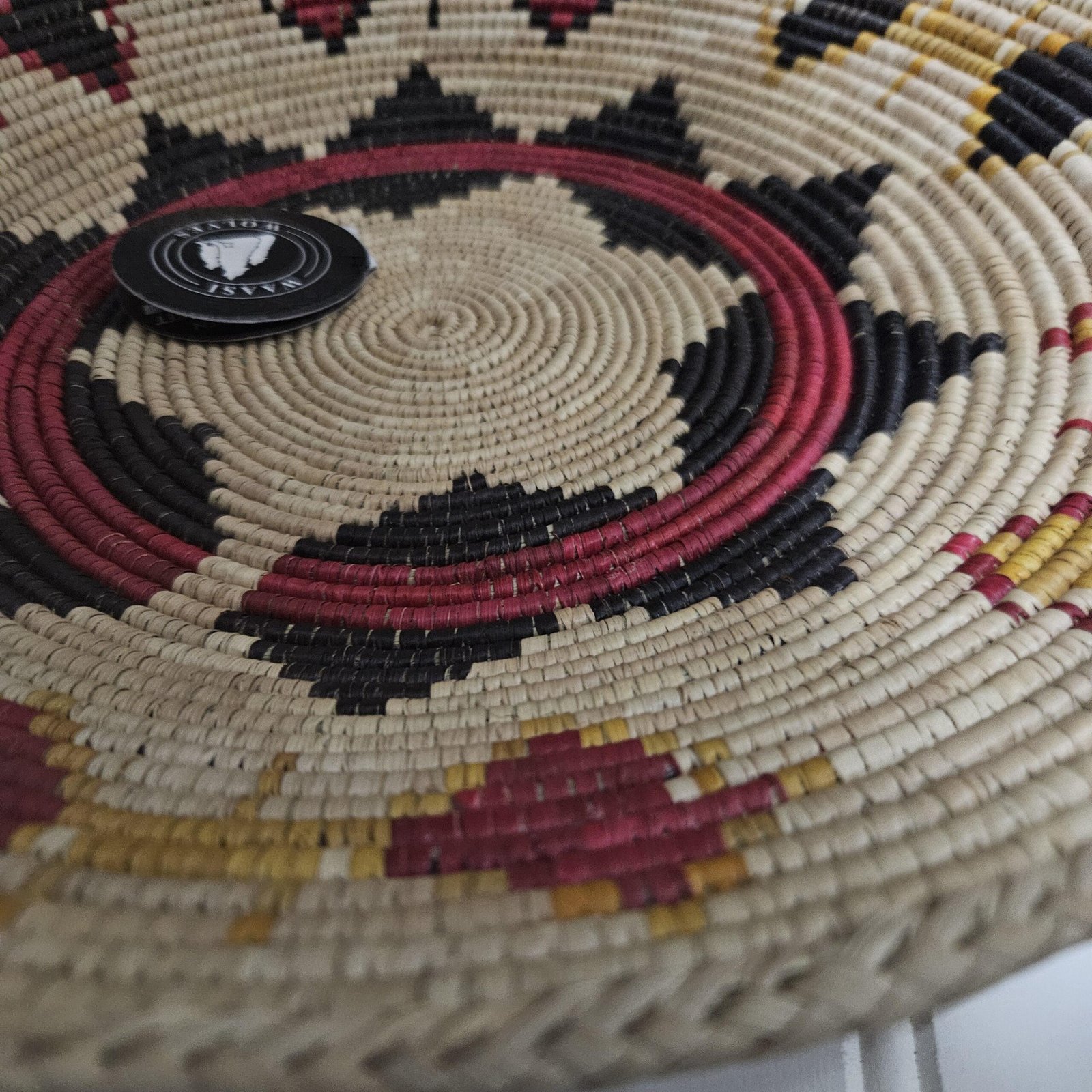 Colorful Woven Wall Basket 14 Inch, Boho African Basket Wall Decor, Handmade Tribal Wall Art, Eclectic Bohemian Home Decor - Image 3