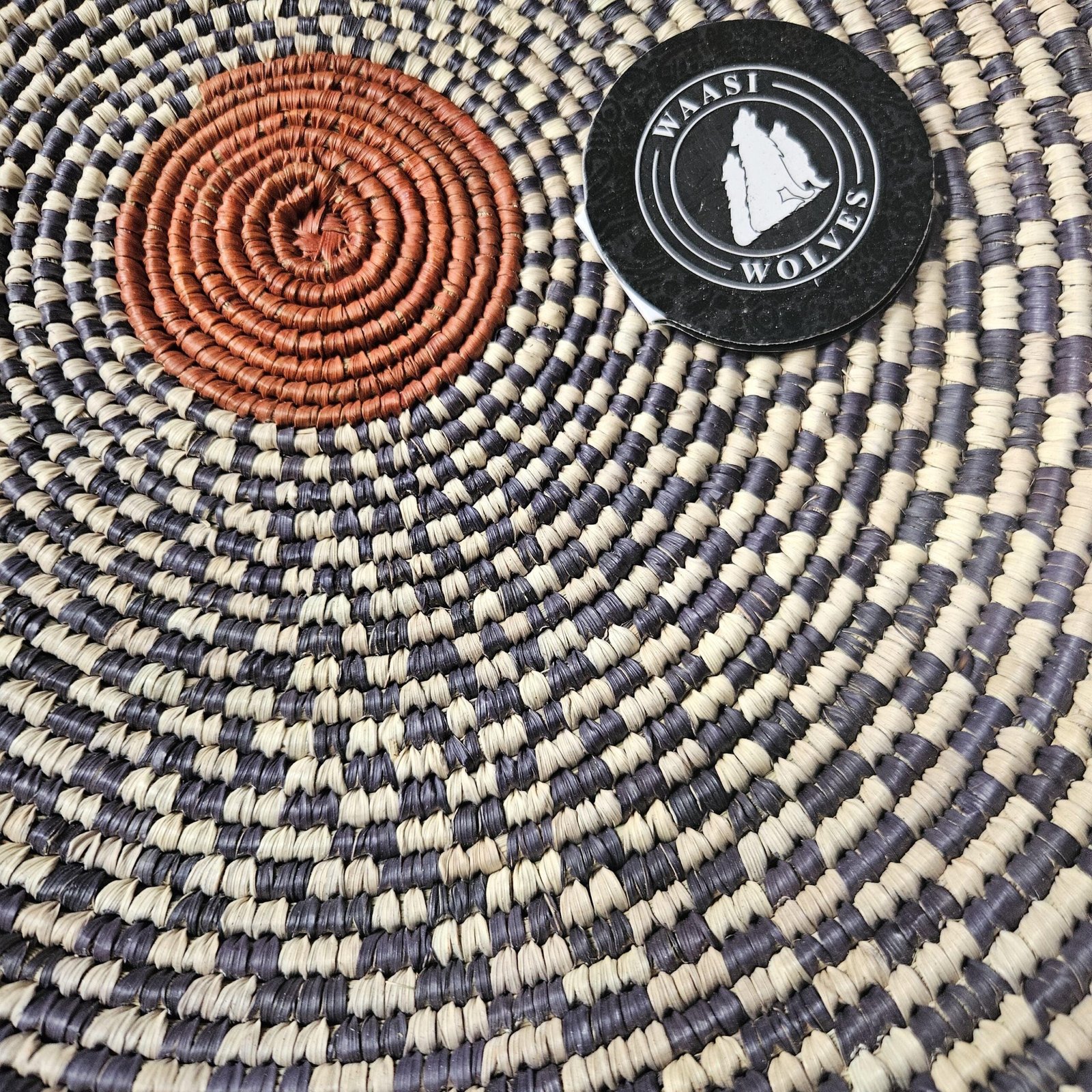 Slate Coral 13" Handwoven Boho Wall Basket, Navy Terracotta Spiral Wall Decor, African Wall Basket Bohemian Wall Art Home Decor - Image 4