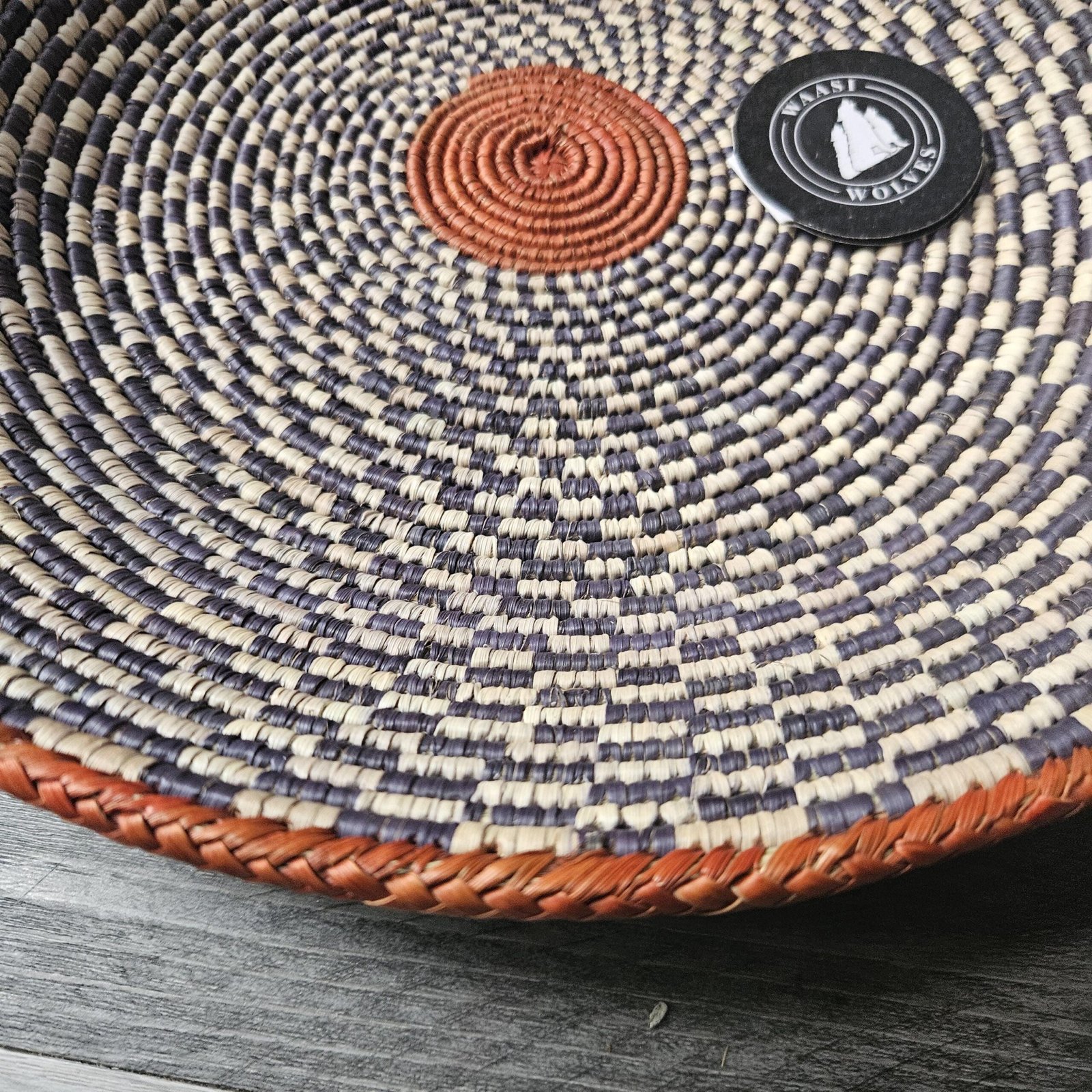 Slate Coral 13" Handwoven Boho Wall Basket, Navy Terracotta Spiral Wall Decor, African Wall Basket Bohemian Wall Art Home Decor - Image 6