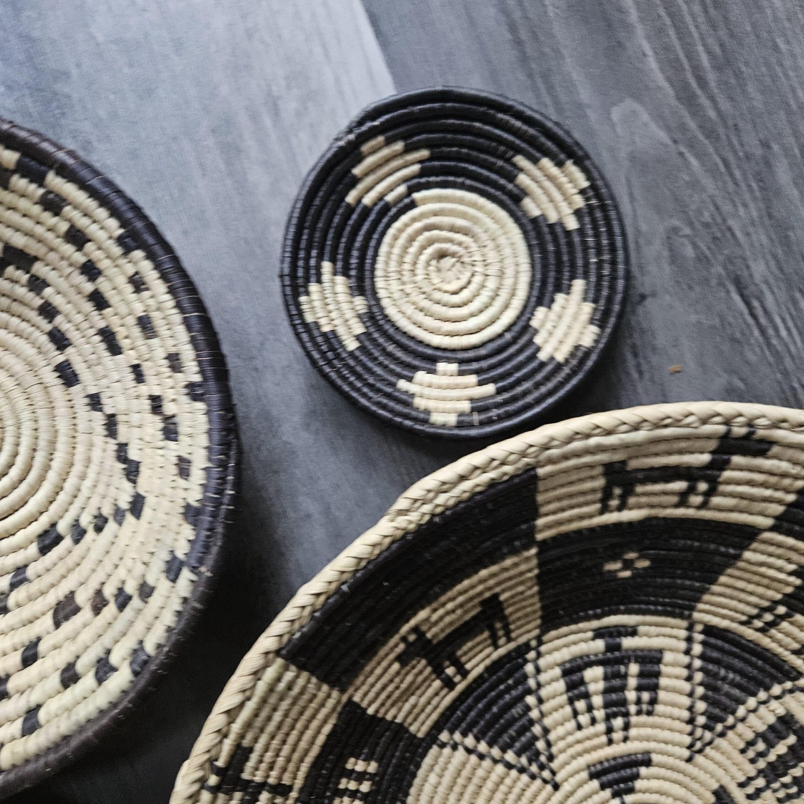 Espresso Star Collection Set of 6 Handwoven Wall Baskets Black Brown Cream Assorted Sizes Woven Wall Decor Boho Home Decor - Image 6