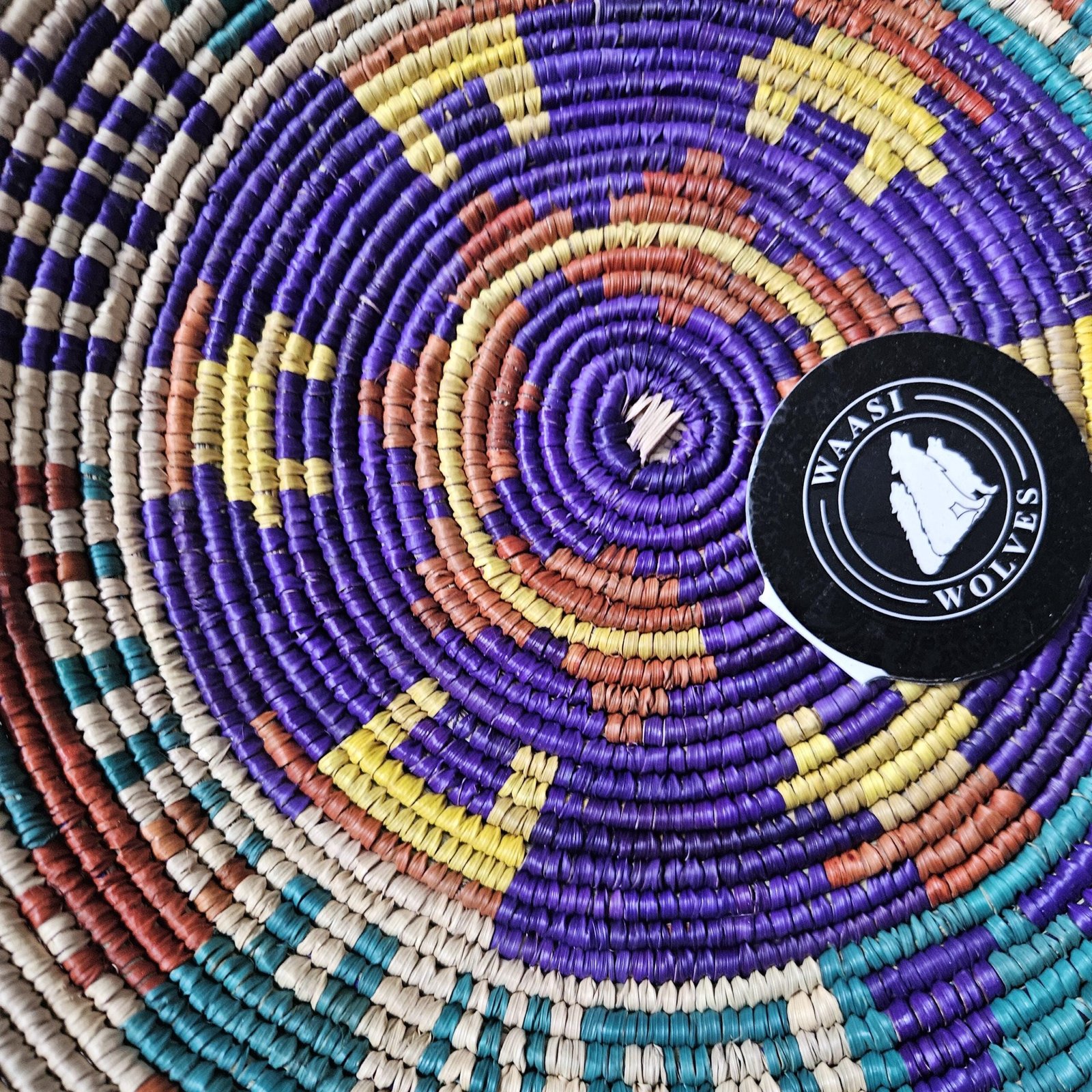 Colorful Woven Wall Basket 14 Inch, Boho Eclectic Wall Decor, African Basket Wall Art, Turquoise Purple Woven Basket, Southwestern Home Deco - Image 6