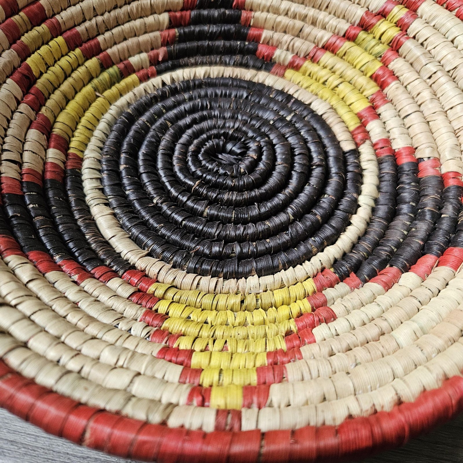 8 Inch Handwoven Wall Basket, Red Black & Yellow Boho Wall Decor, Colorful Woven Basket Wall Art, Eclectic Home Decor - Image 2