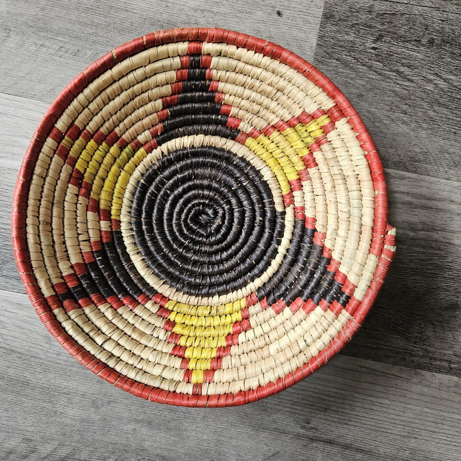 8 Inch Handwoven Wall Basket, Red Black & Yellow Boho Wall Decor, Colorful Woven Basket Wall Art, Eclectic Home Decor - Image 3