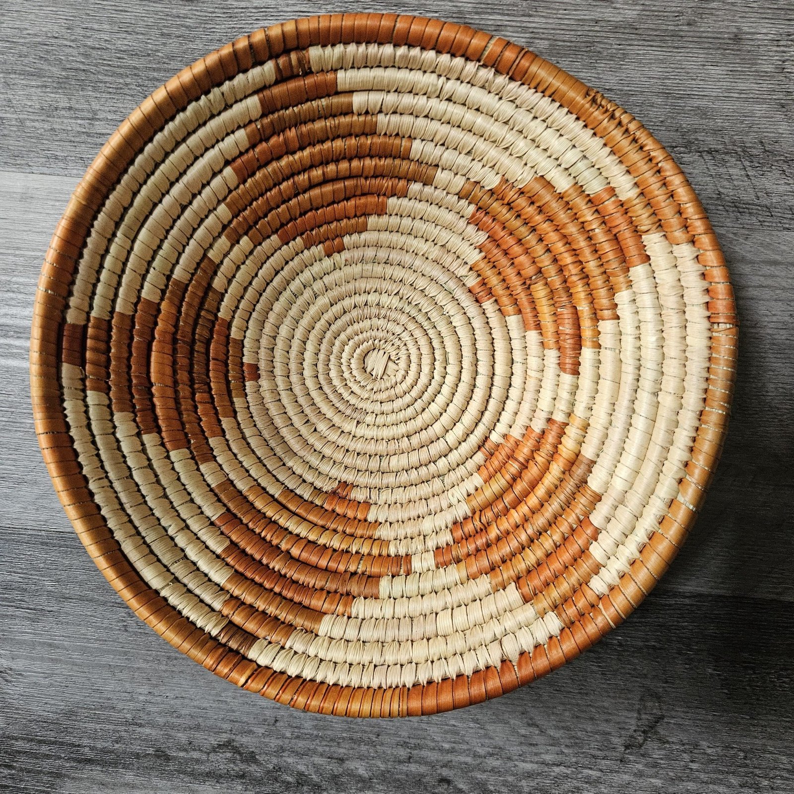 8 Inch Handwoven Wall Basket, Natural Cream & Rust Boho Wall Decor, Woven Basket Wall Art, Rustic Eclectic Home Decor - Image 3