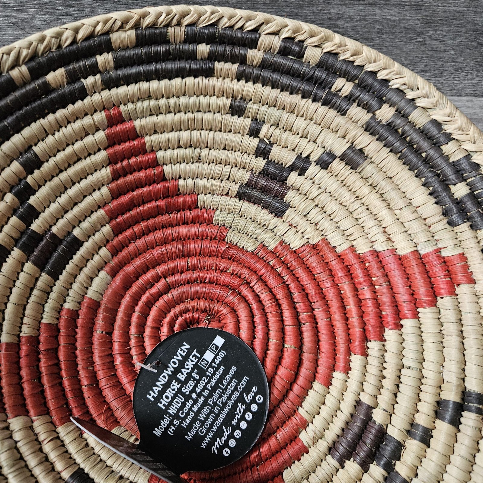 8 Inch Handwoven Wall Basket, Natural Cream & Rust Boho Wall Decor, Woven Basket Wall Art, Rustic Eclectic Home Decor - Image 3