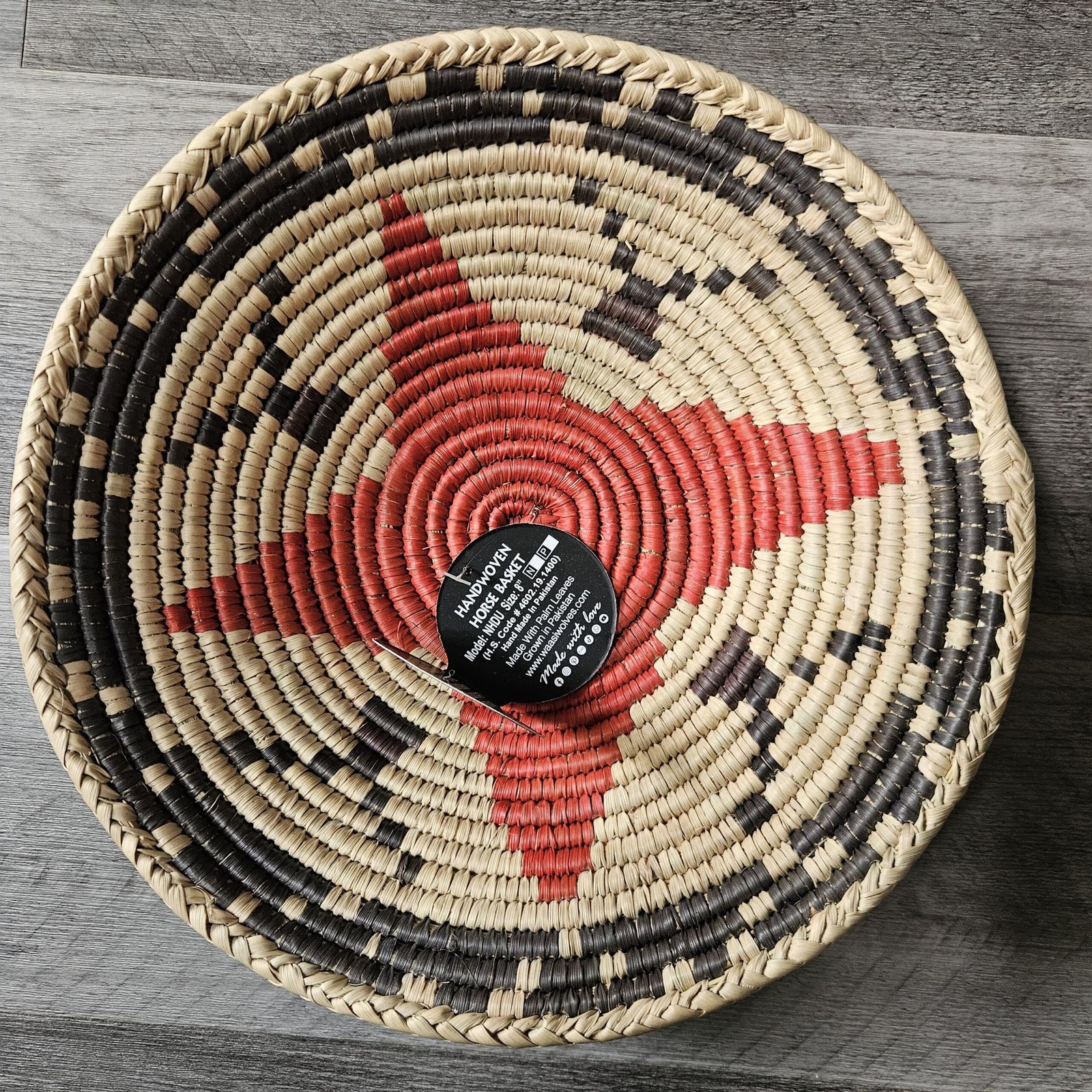 8 Inch Handwoven Wall Basket, Natural Cream & Rust Boho Wall Decor, Woven Basket Wall Art, Rustic Eclectic Home Decor - Image 4