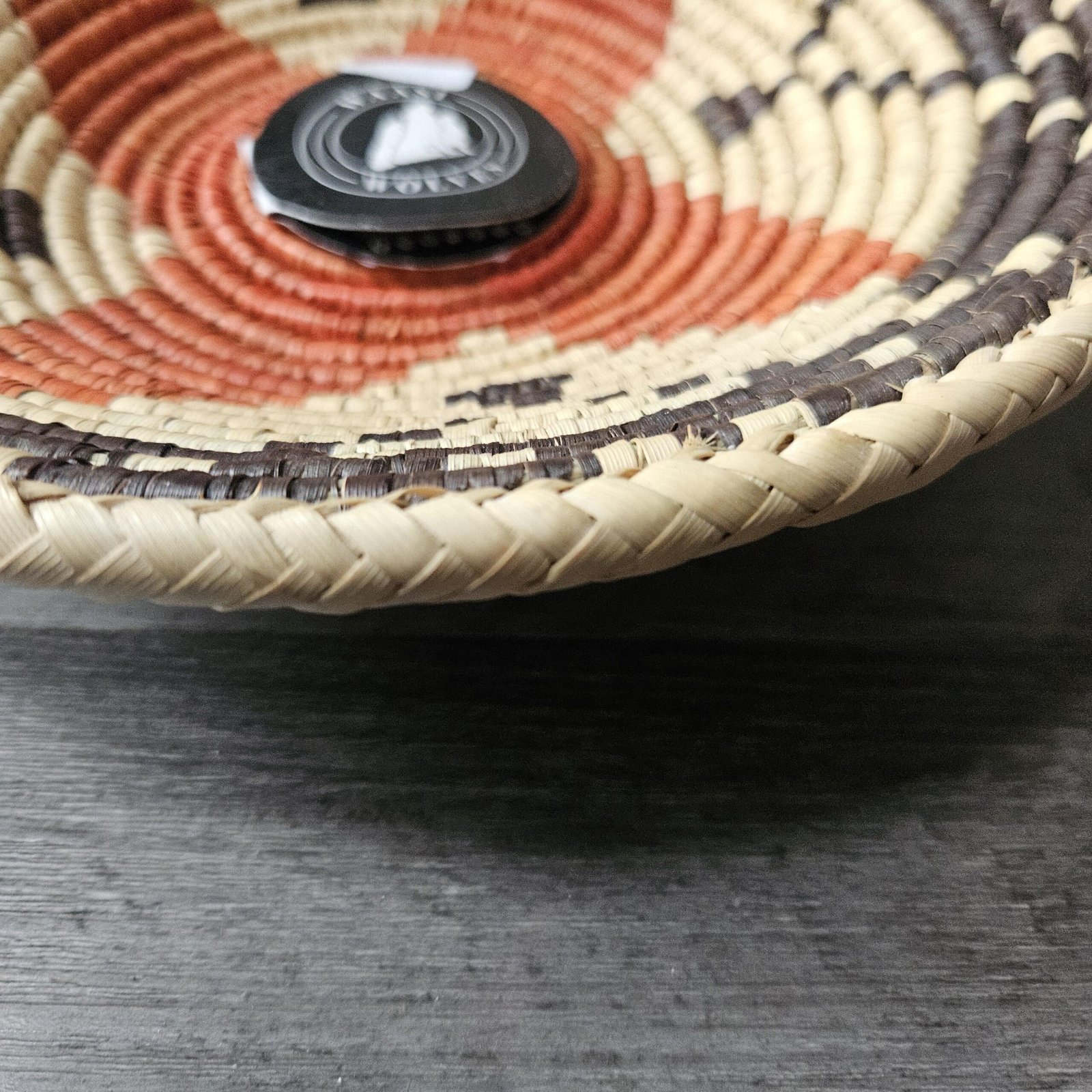 8 Inch Handwoven Wall Basket, Natural Cream & Rust Boho Wall Decor, Woven Basket Wall Art, Rustic Eclectic Home Decor - Image 3