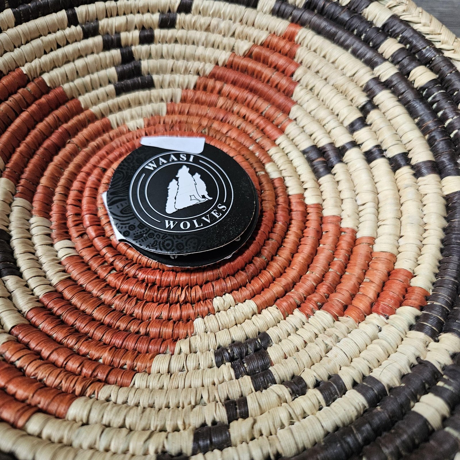 8 Inch Handwoven Wall Basket, Natural Cream & Rust Boho Wall Decor, Woven Basket Wall Art, Rustic Eclectic Home Decor - Image 4