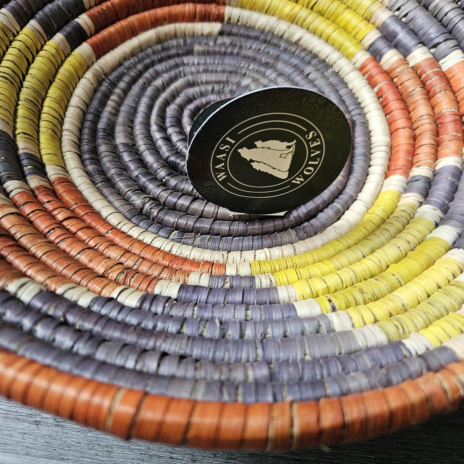 8 Inch Handwoven Wall Basket, Mustard Yellow Rust & Charcoal Boho Wall Decor, Colorful Woven Basket Wall Art, Eclectic Home Decor - Image 5