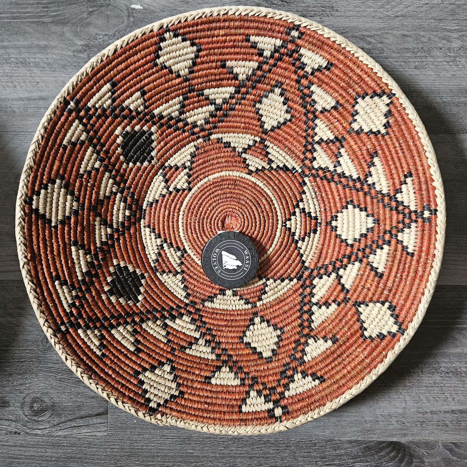 Copper Diamond 14" approximate Boho Wall Decor, Rust Black Checkered Wall Basket, Bohemian Wall Art Home Decor Southwest African - Image 4