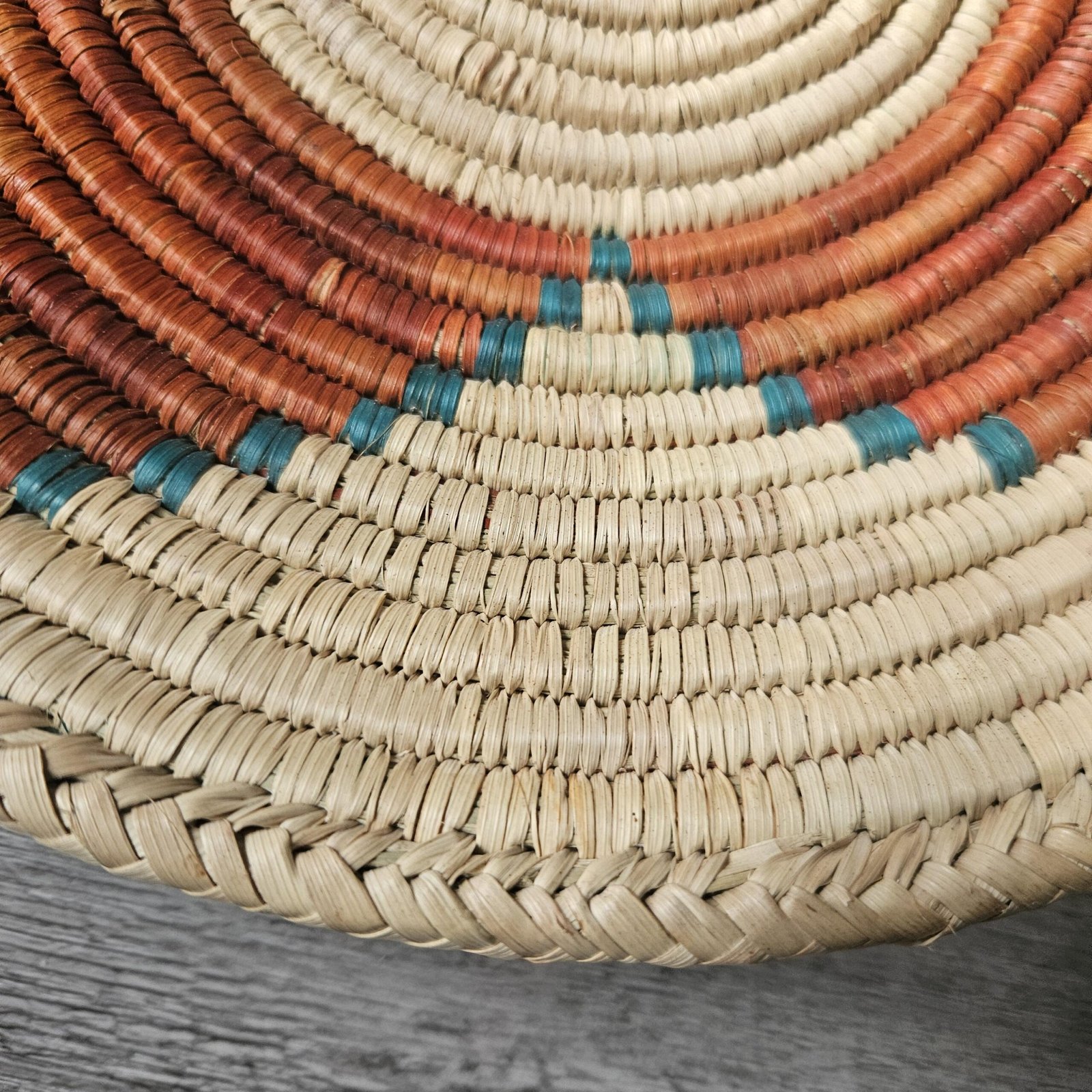 8 Inch Handwoven Wall Basket, Terracotta Rust green & Natural Cream Boho Wall Decor, Woven Basket Wall Art, Earthy Eclectic Home Decor - Image 3