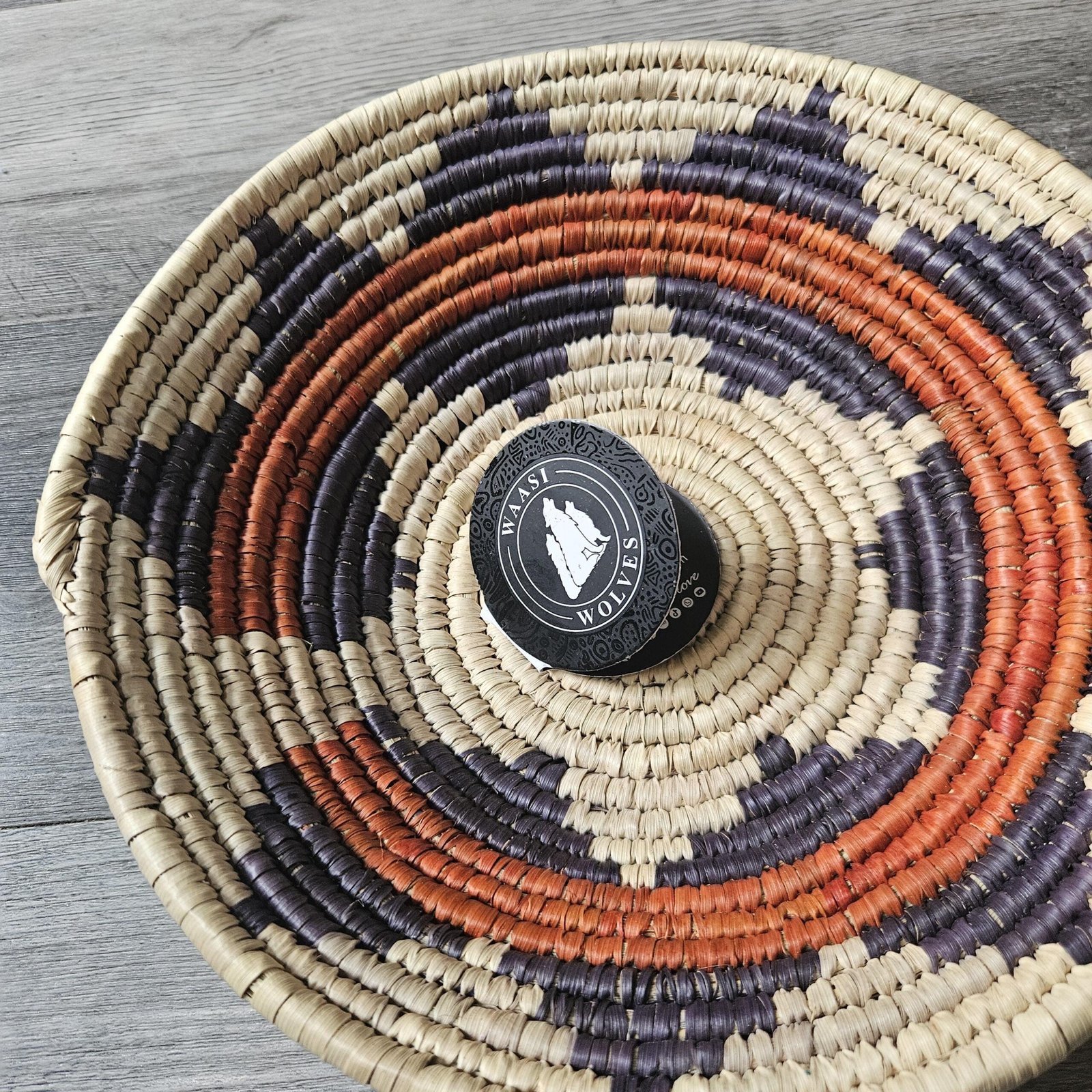 8 Inch Handwoven Wall Basket, Terracotta Rust green & Natural Cream Boho Wall Decor, Woven Basket Wall Art, Earthy Eclectic Home Decor - Image 4