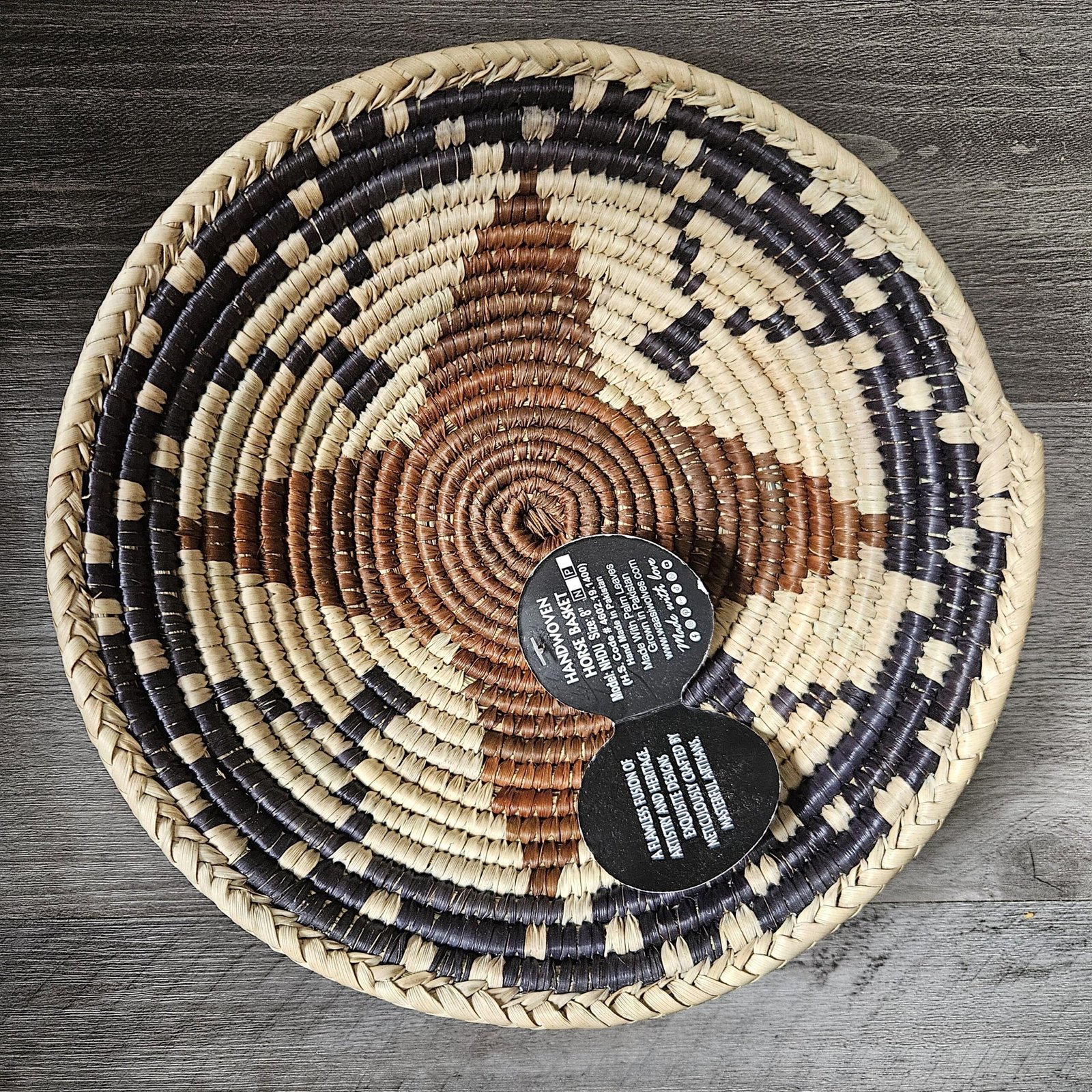 8 Inch Handwoven Wall Basket, Terracotta Rust green & Natural Cream Boho Wall Decor, Woven Basket Wall Art, Earthy Eclectic Home Decor - Image 3