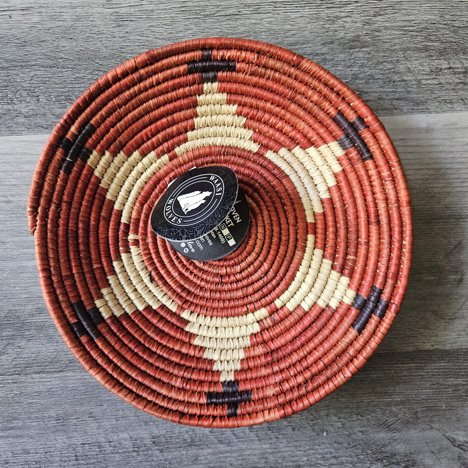 8 Inch Handwoven Wall Basket, Rust Red Boho Woven Wall Art, African Basket Decor, Eclectic Global Home Decor - Image 3