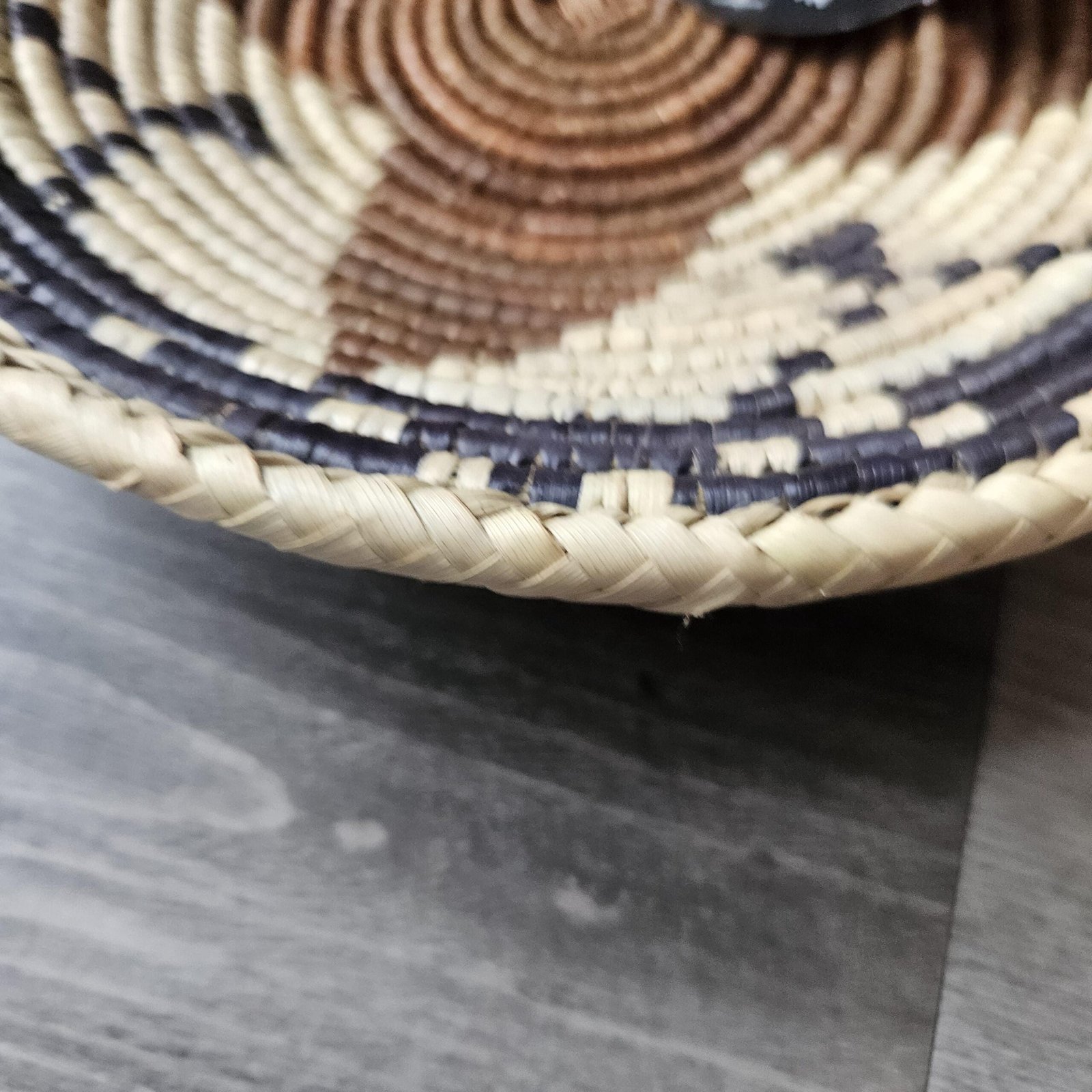Rustic Ember 8" Handwoven Wall Basket, Rust Brown Black Pattern, Woven Wall Decor, Boho Home Decor, Fair Trade Gift - Image 2