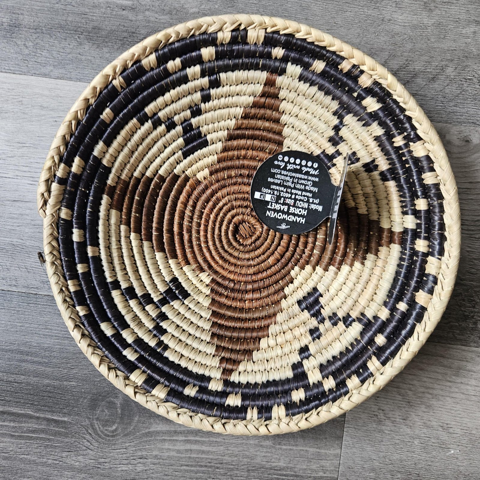 Rustic Ember 8" Handwoven Wall Basket, Rust Brown Black Pattern, Woven Wall Decor, Boho Home Decor, Fair Trade Gift - Image 3