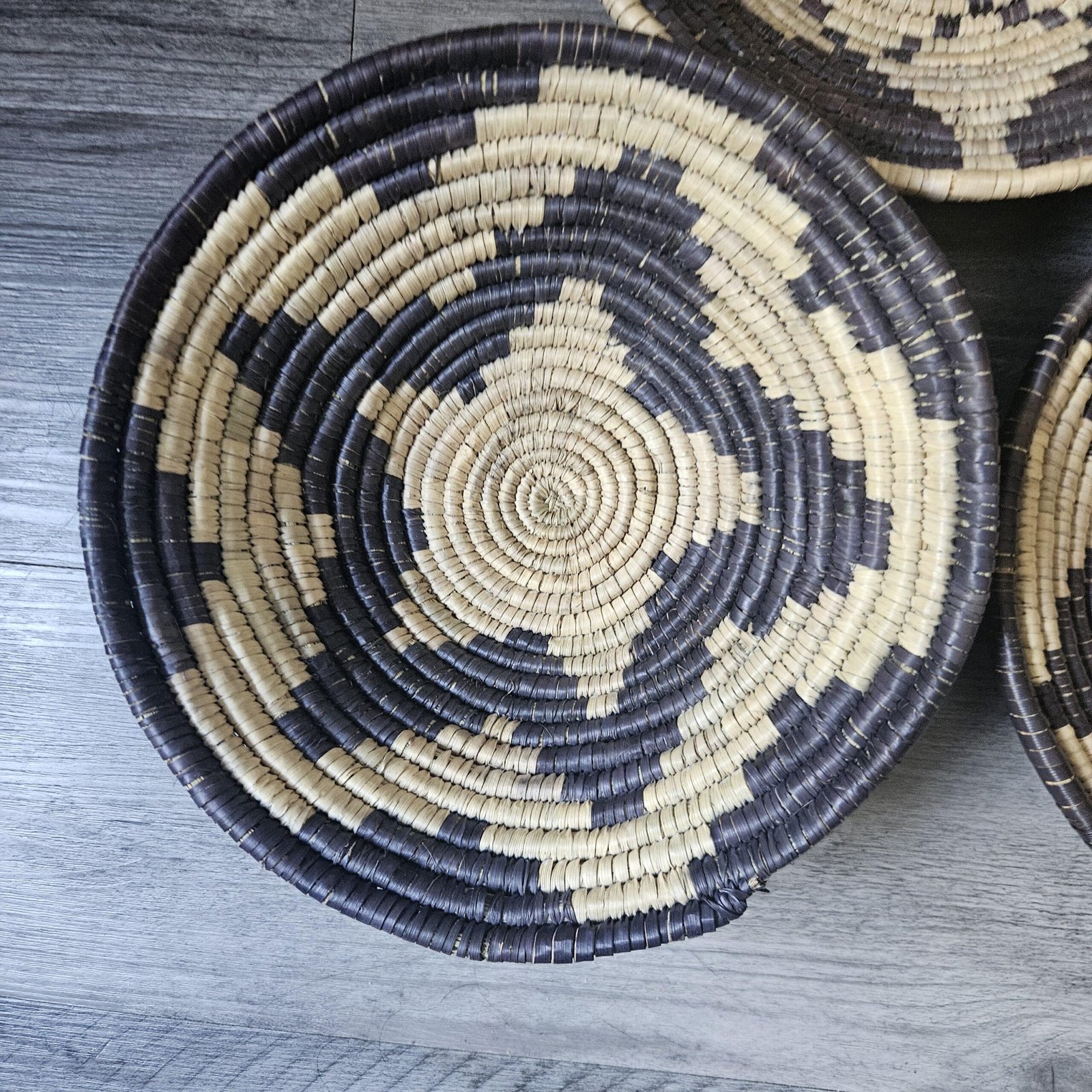 Bohemian Woven Wall Basket – Handwoven Tribal Wall Art – Natural Fiber Basket Decor Set of 3 bowls - Image 2