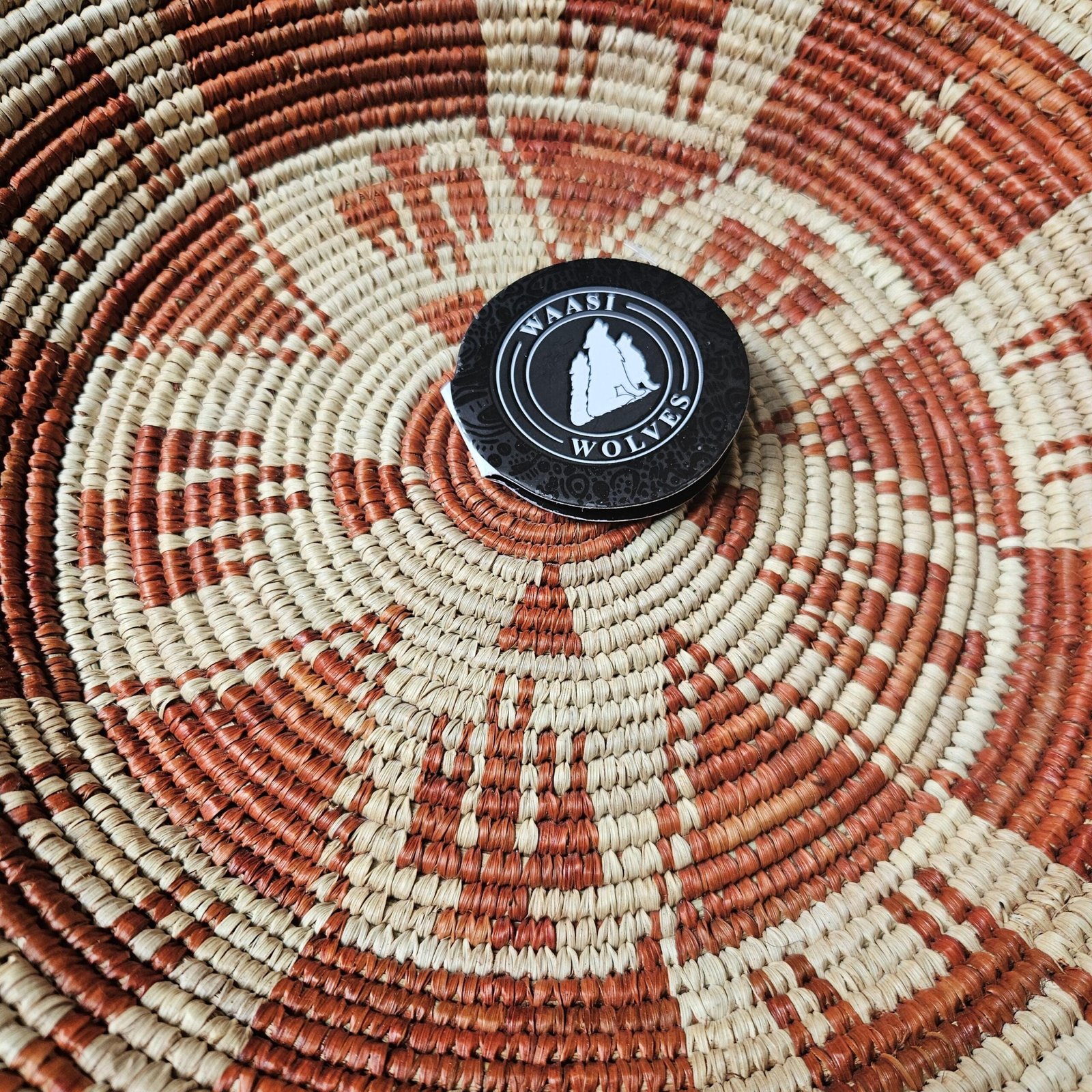 14" Handwoven Wall Basket, Terracotta Pinwheel Rust & Natural Geometric Pattern | Boho Wall Decor, Fair Trade Gift - Image 4