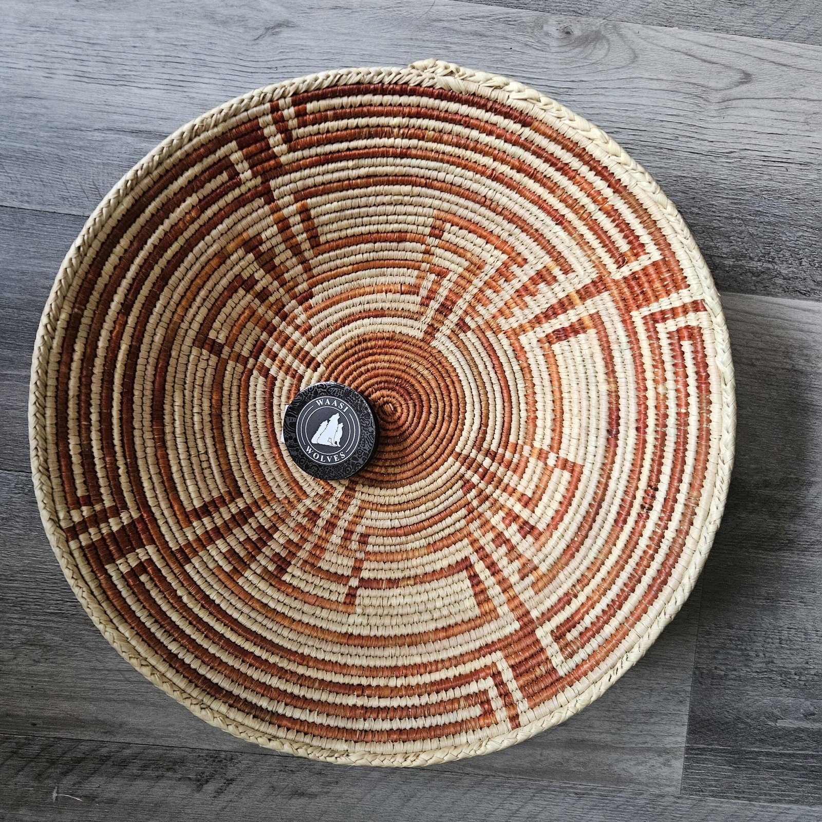 14" Handwoven African Wall Basket, Terracotta & Natural Woven Basket, Boho Wall Decor, Tribal Basket Wall Art, Rustic Home Decor - Image 2