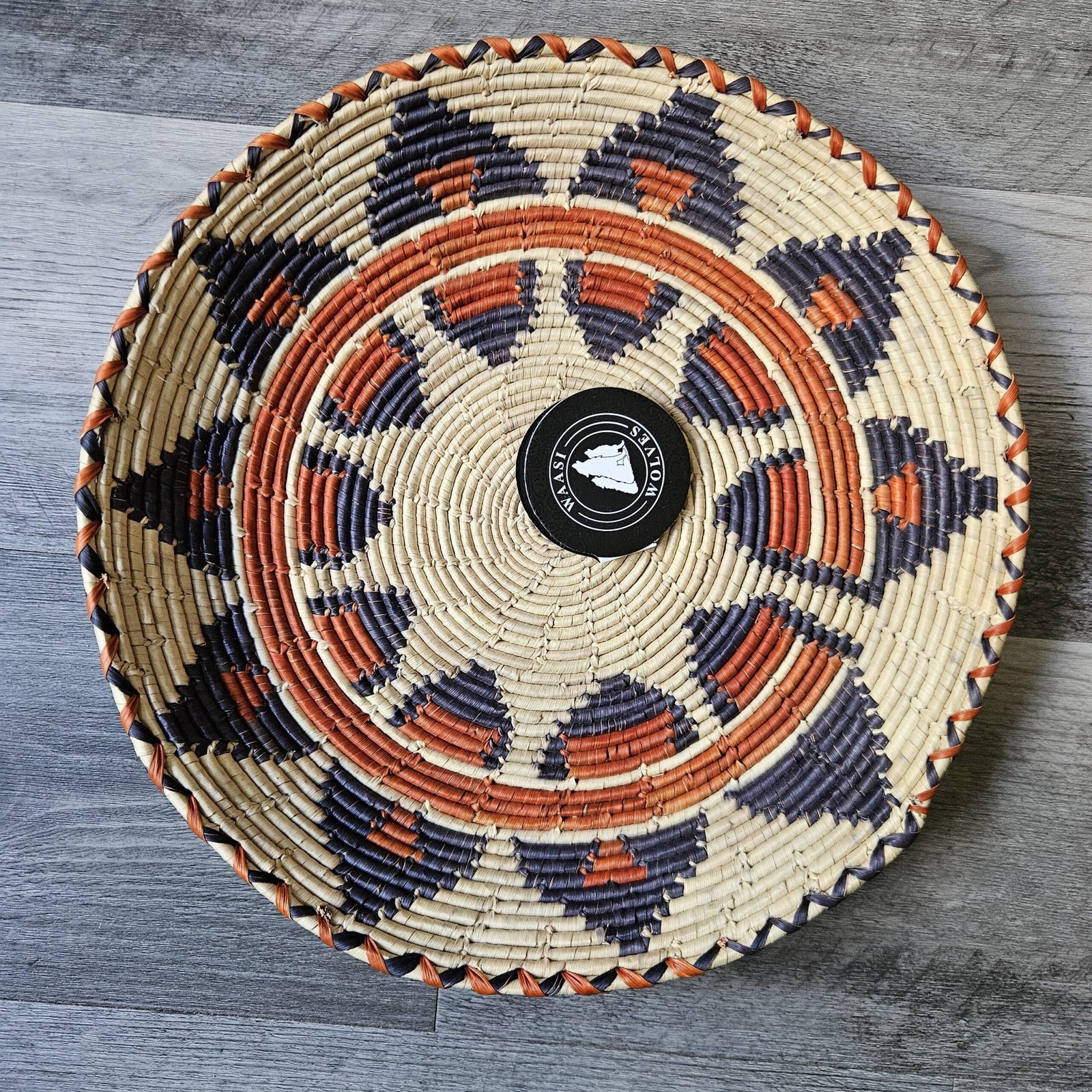 Large 13 Inch African Wall Basket, Boho Wall Basket Decor, Handmade Woven Basket, Tribal Wall Art, Neutral Nursery Decor - Image 6